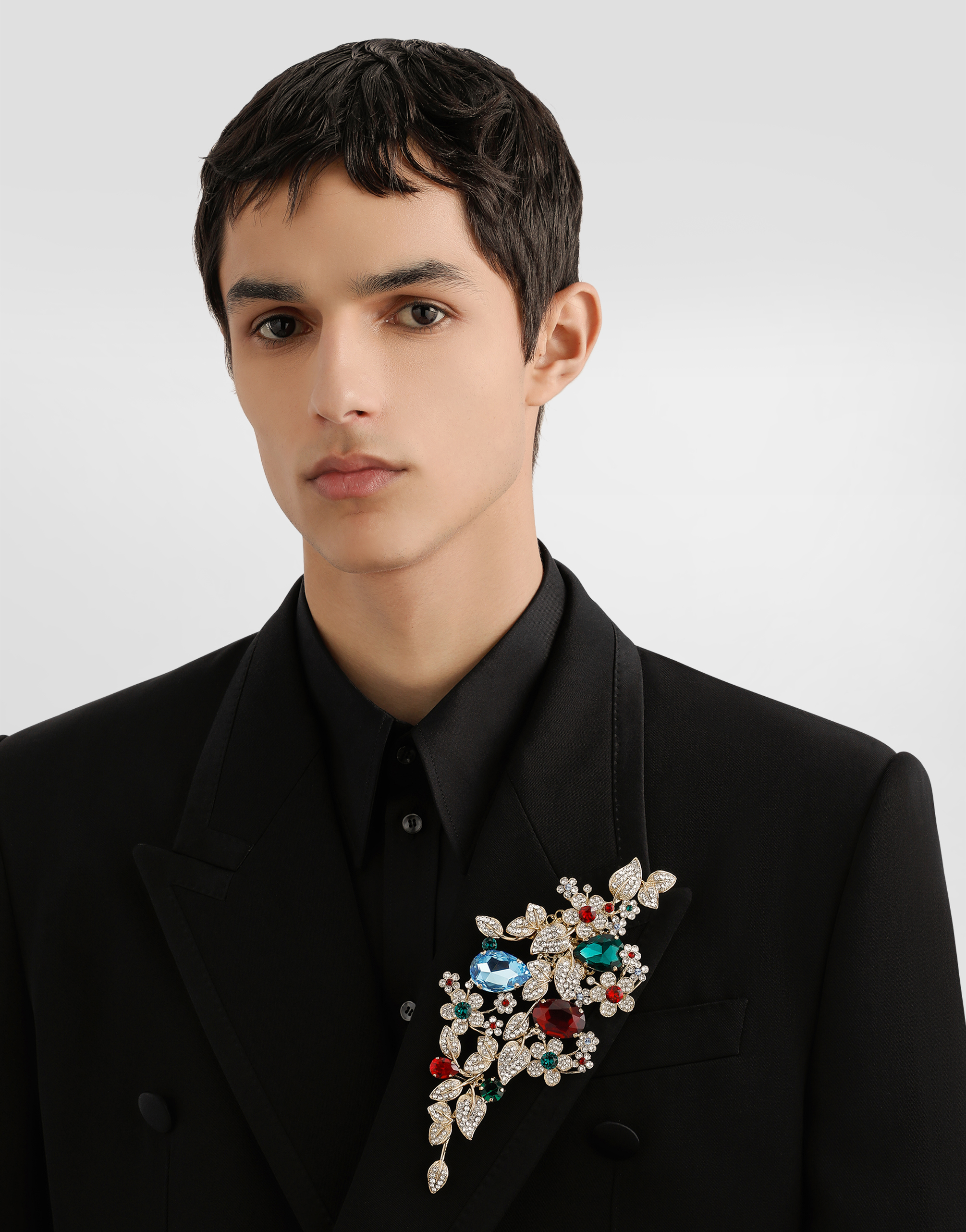 Maxi floral brooch with rhinestones