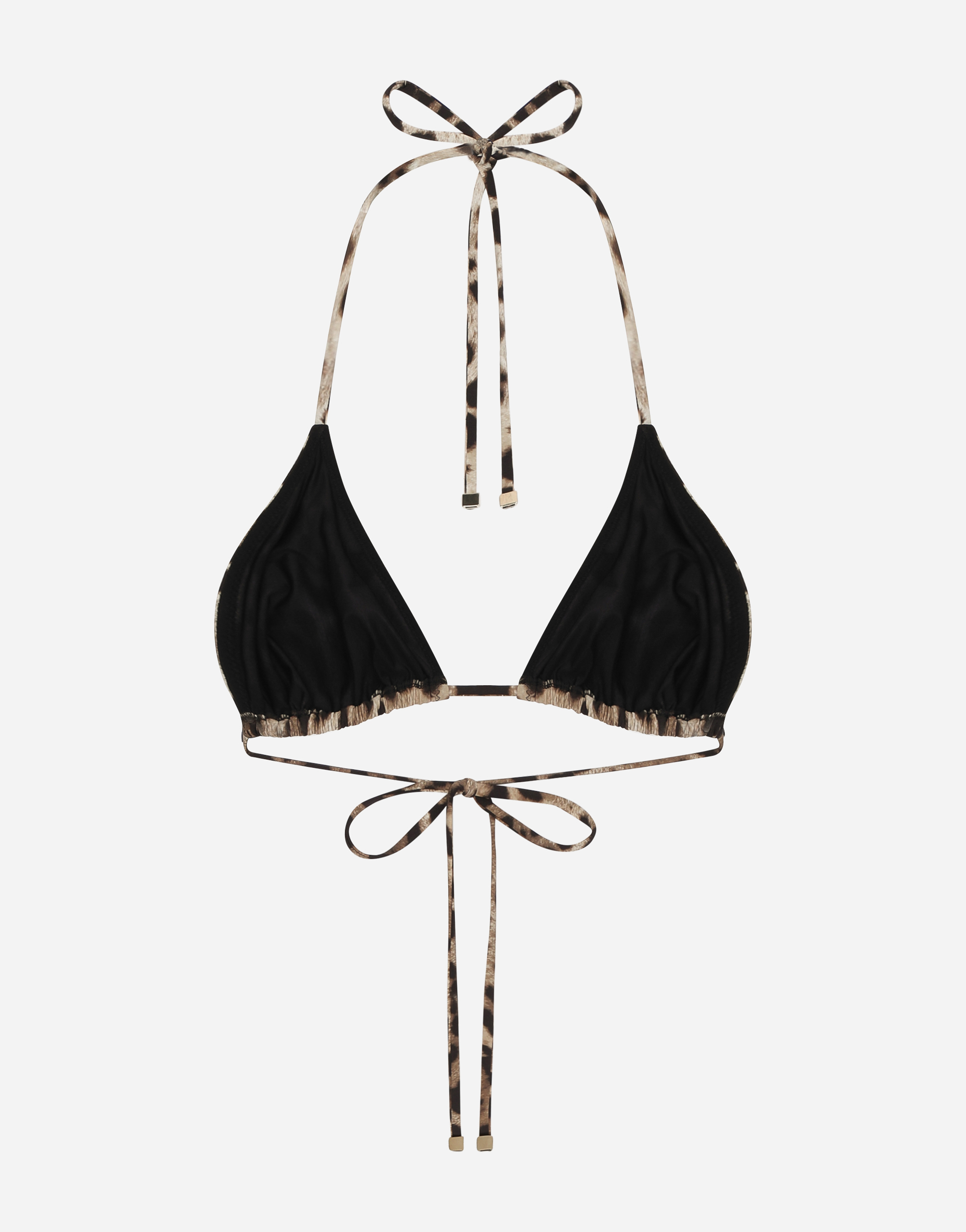 Leopard-print triangle bikini top
