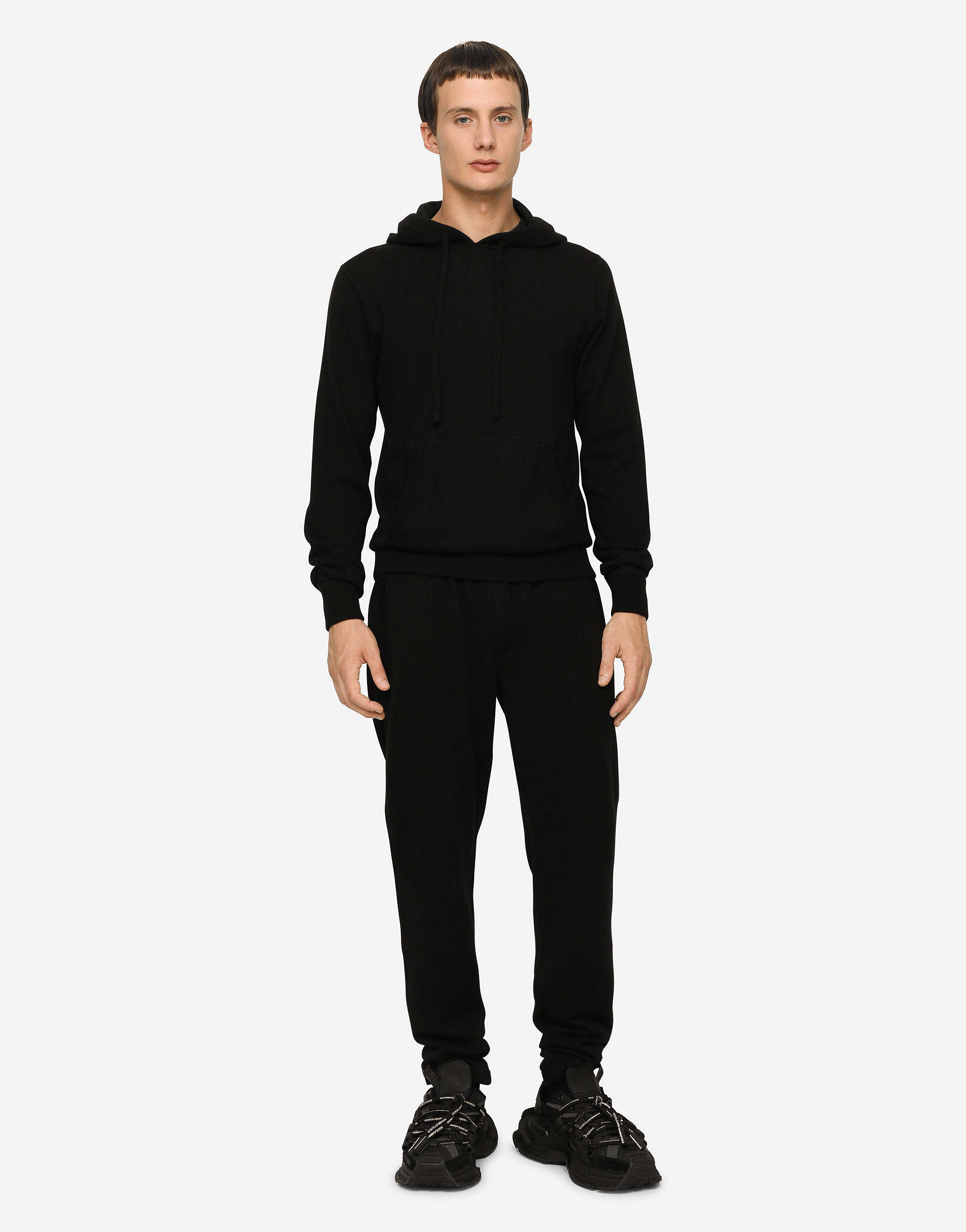 Dolce & Gabbana Cashmere Jogging Pants With Dg Logo In Black