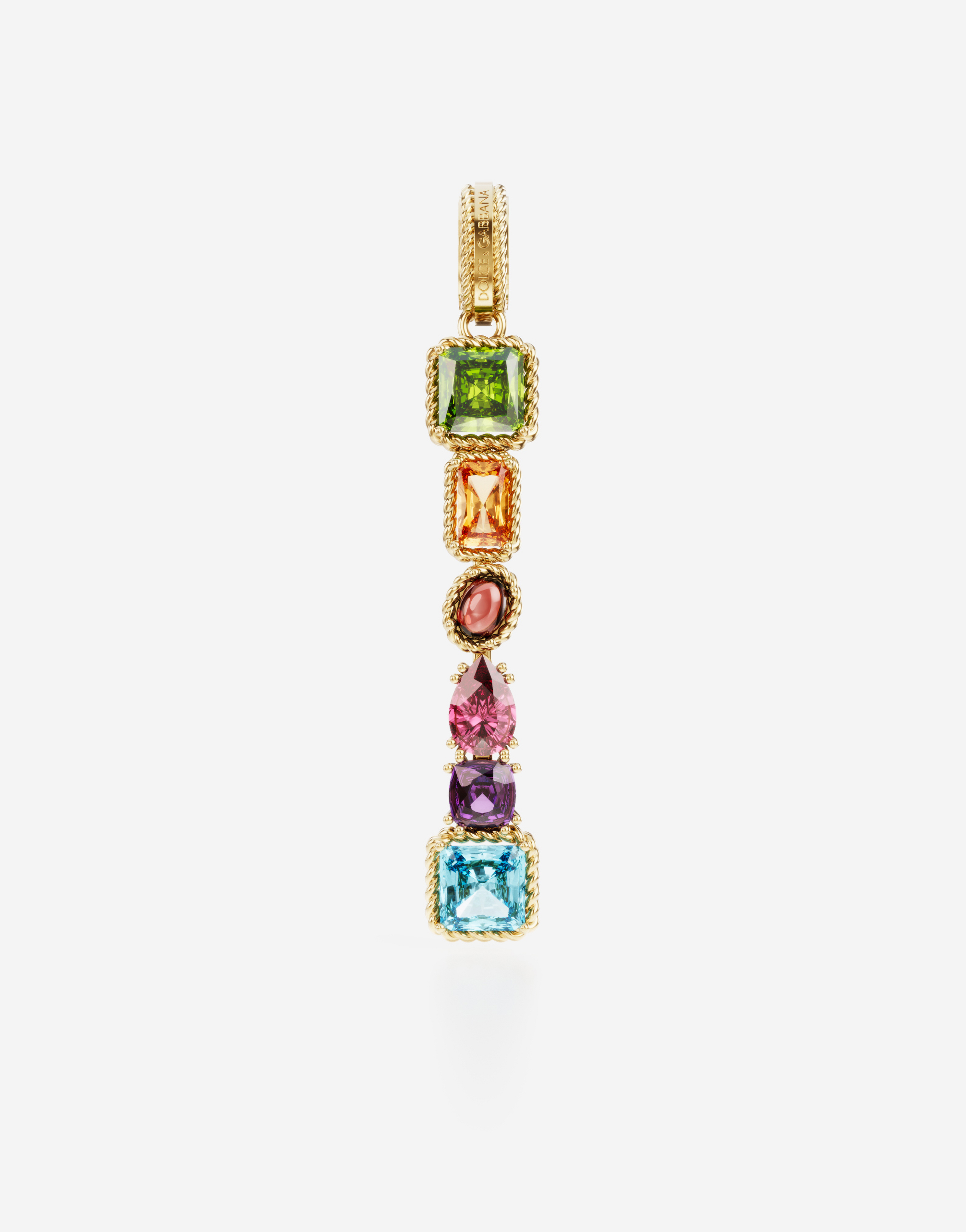 Dolce & Gabbana Rainbow Alphabet I 18 Kt Yellow Gold Charm With Multicolor Fine Gems Gold Female Onesize In Gold