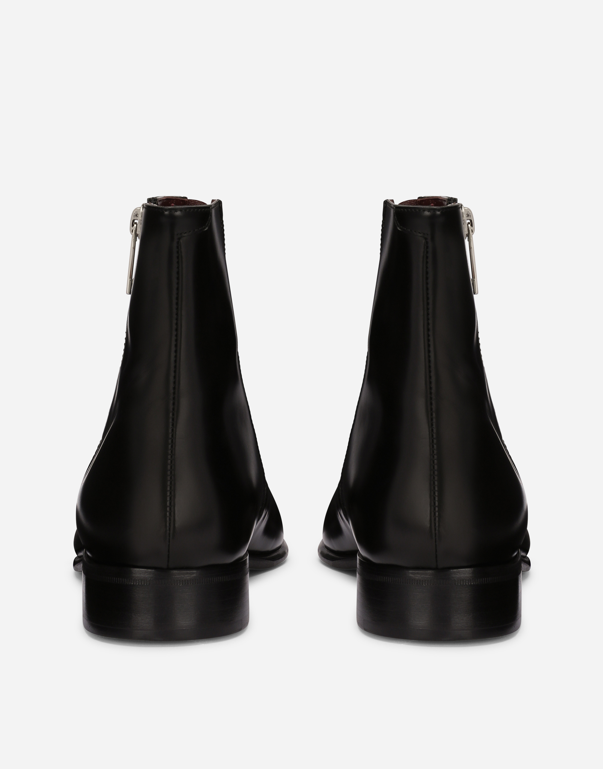 DOLCE & GABBANA BRUSHED CALFSKIN ANKLE BOOTS WITH ZIPPER