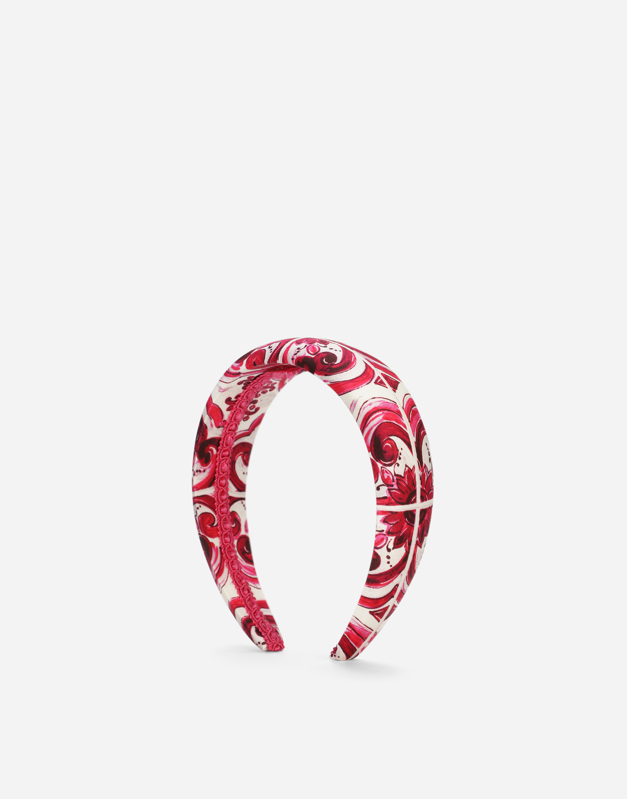 DOLCE & GABBANA MAJOLICA-PRINT SATIN HAIR BAND