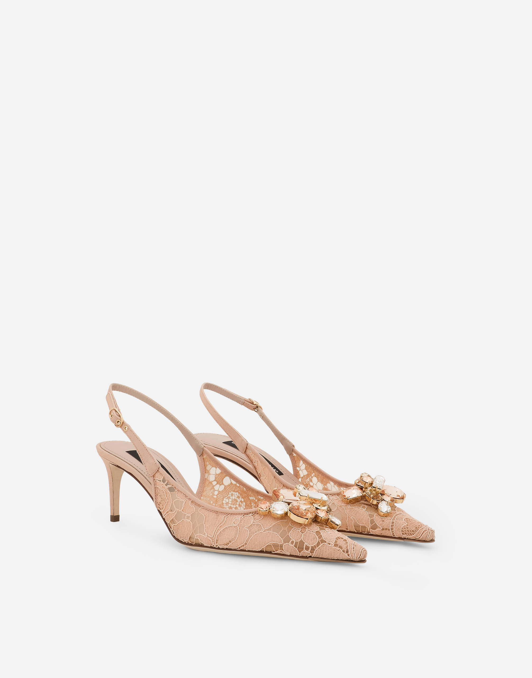  Dolce & Gabbana Slingbacks Rainbow Lace En Dentelle Lurex - Femme Escarpins Et Slingbacks Rose Dentelle 38 