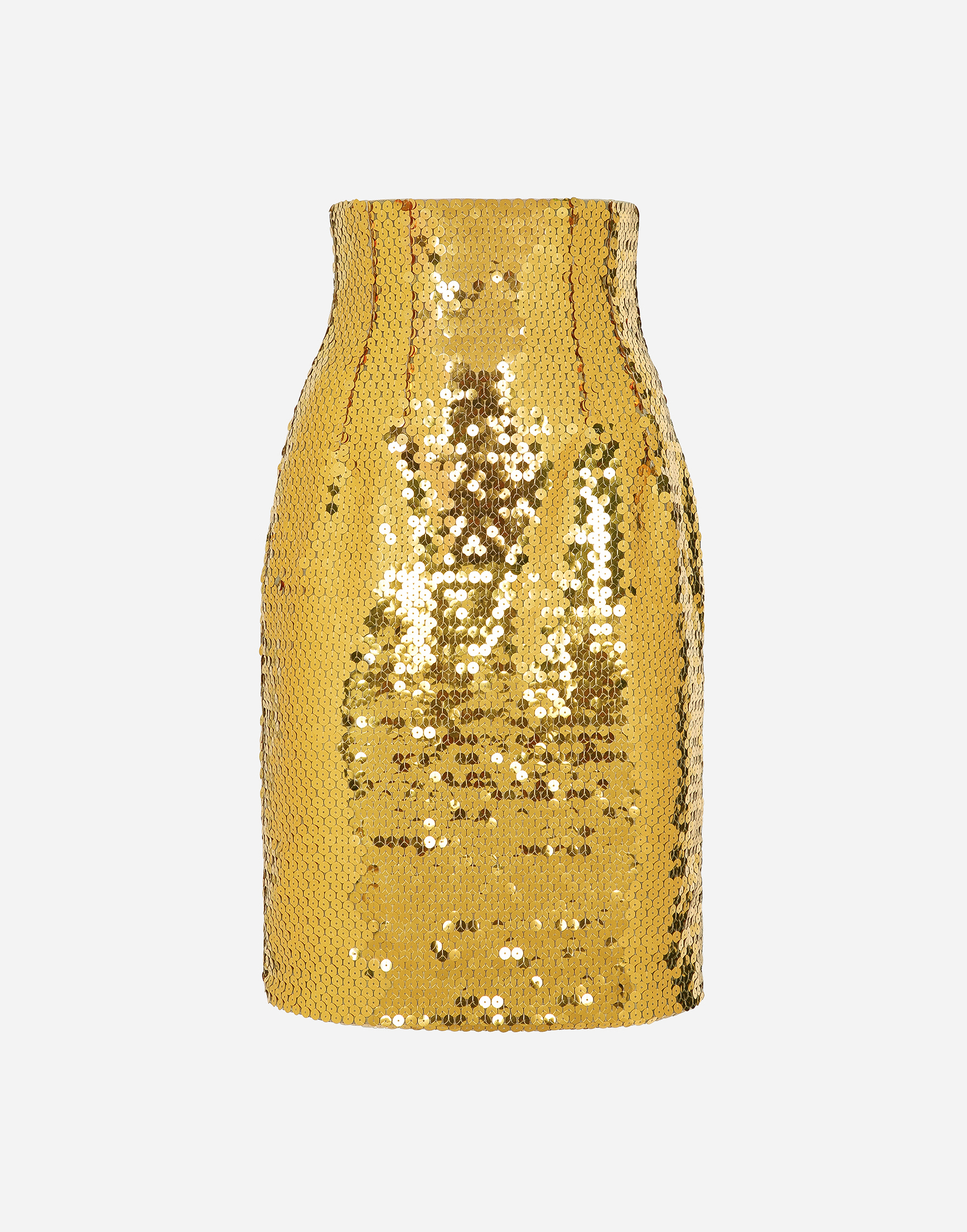 Dolce & Gabbana High-waisted Sequined Midi Skirt - Woman Skirts Yellow 48