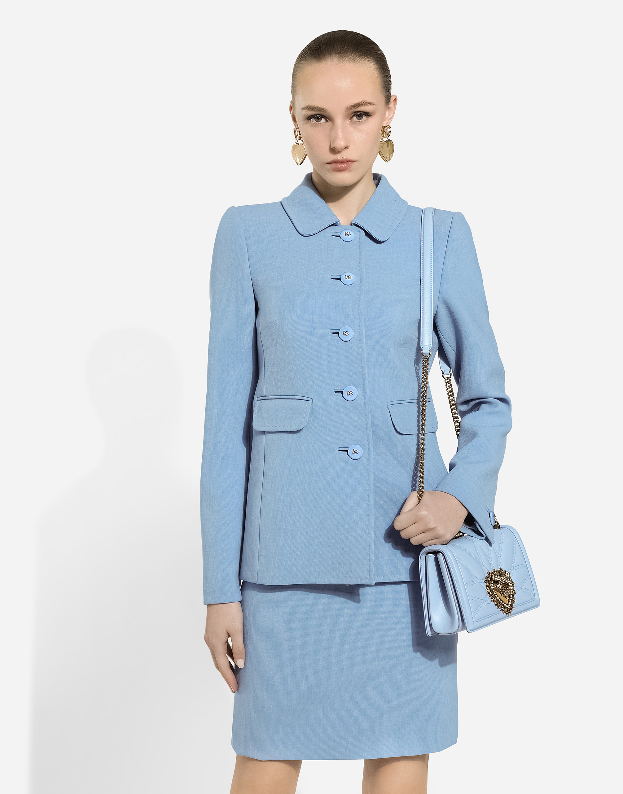 Dolce & Gabbana Buttoned Flap Pocket Blazer In Purple