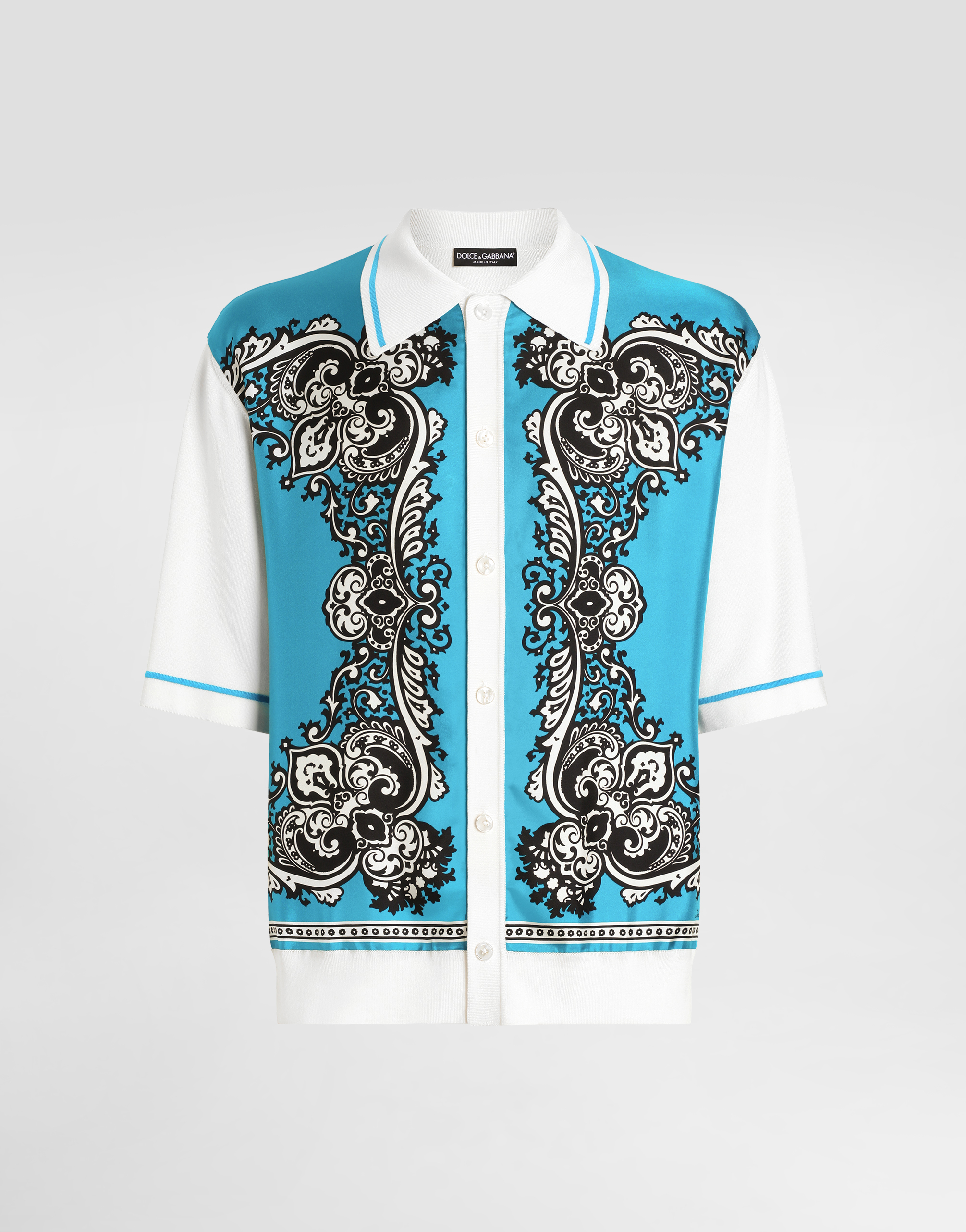 Dolce & Gabbana Silk And Cotton Shirt With Bandanna Print - Man Sweaters And Cardigans Print Xl