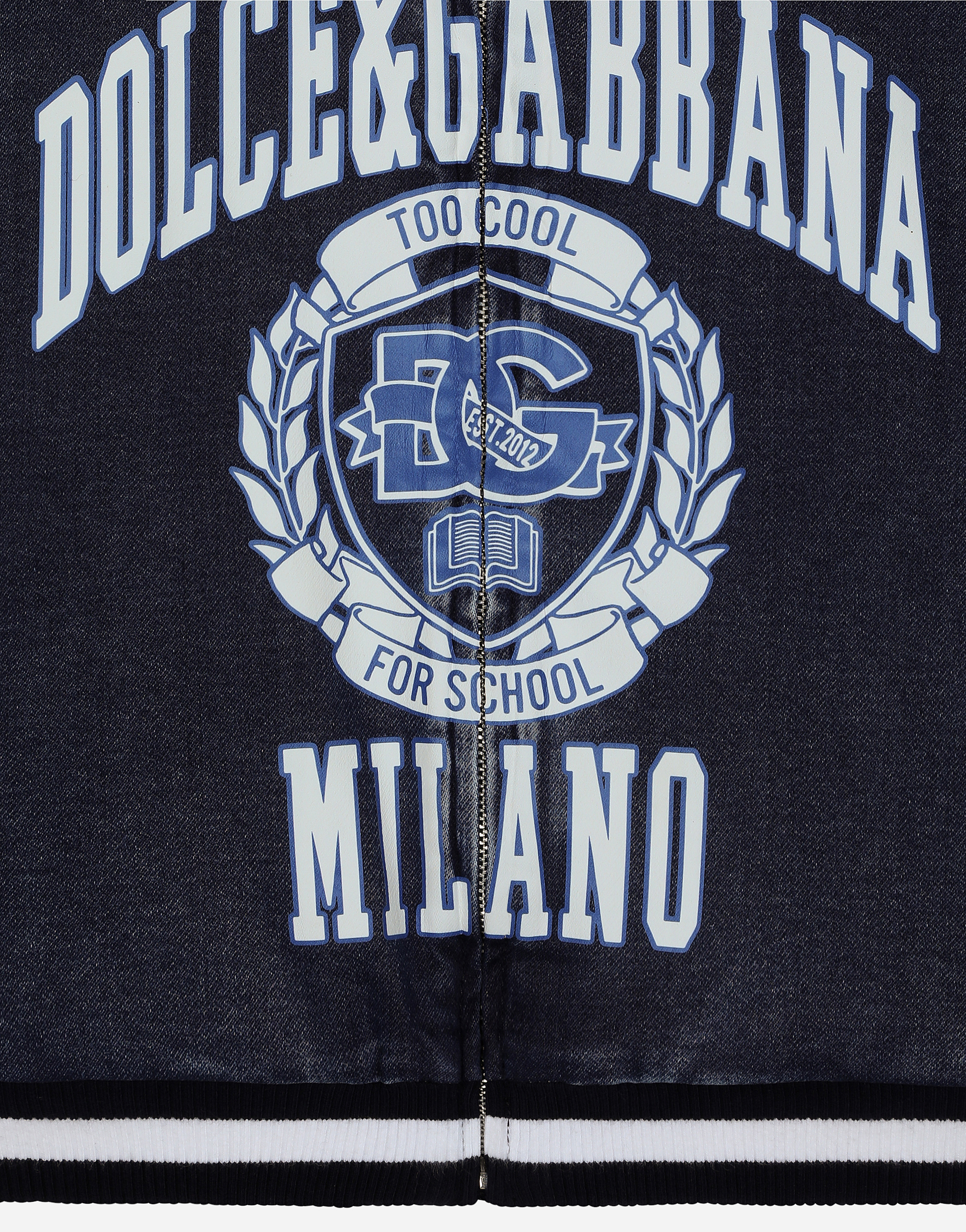 Denim-look jersey hoodie with Dolce&Gabbana logo