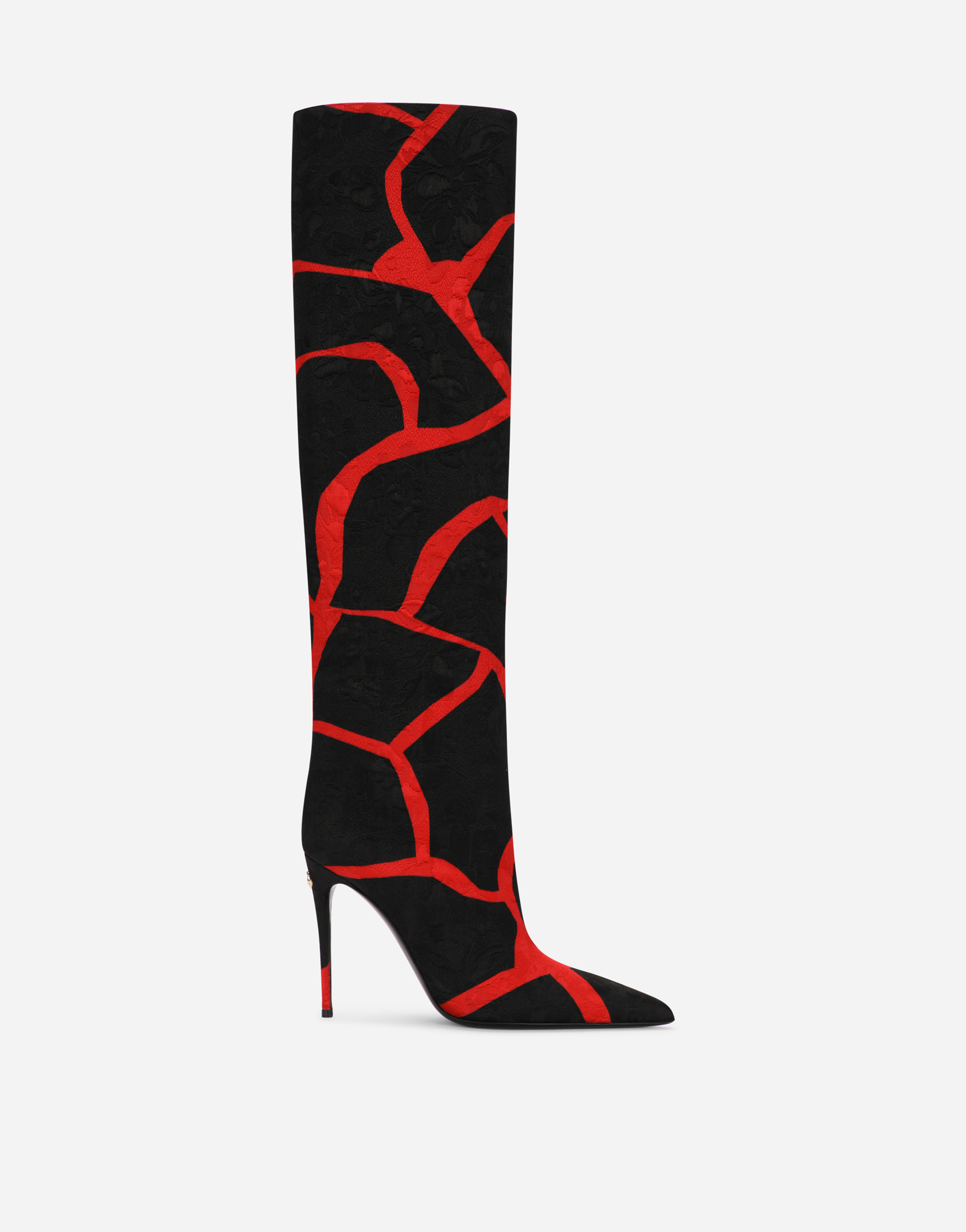 DOLCE & GABBANA GIRAFFE-PRINT BROCADE BOOTS