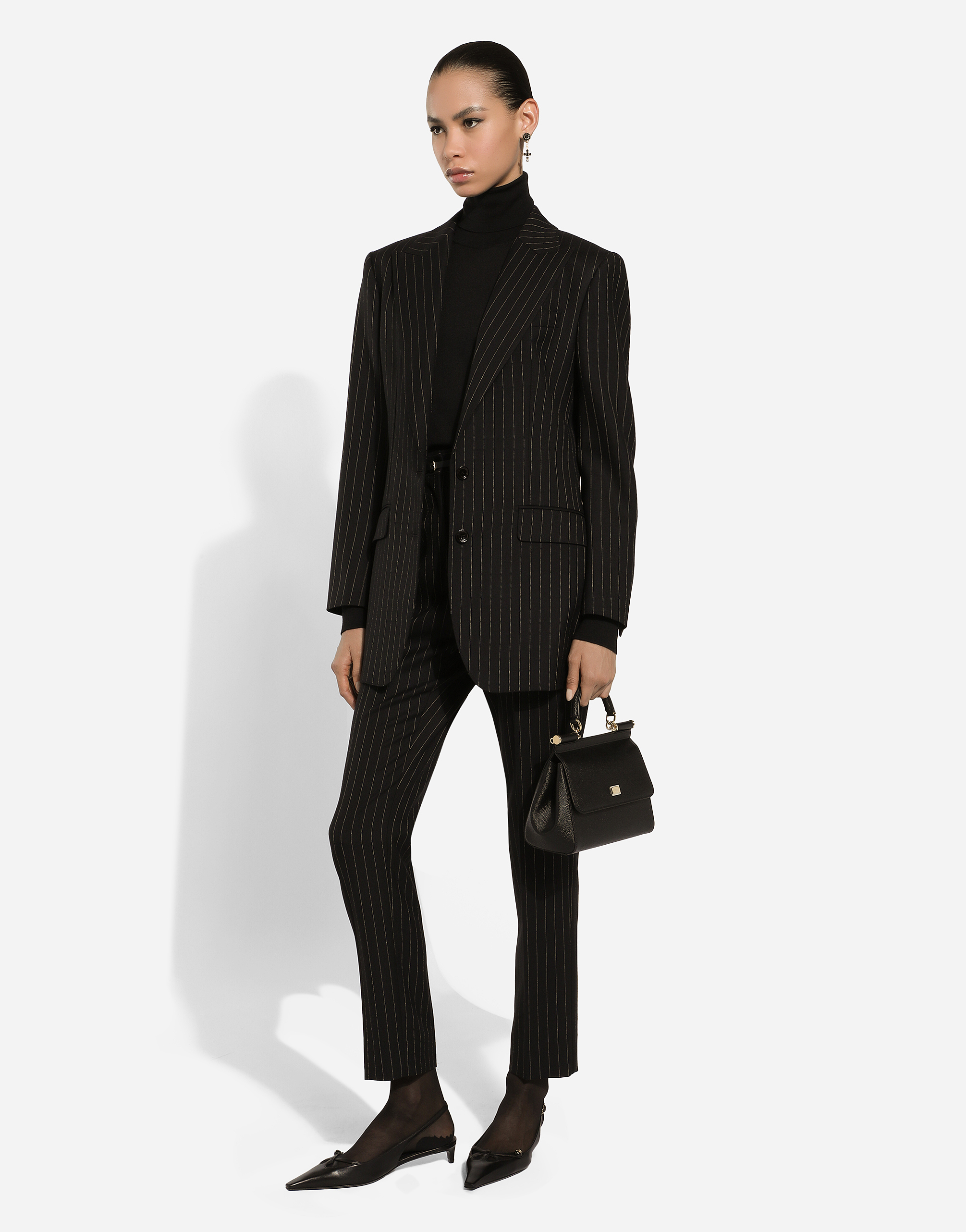 Dolce & Gabbana Vertical Striped Wool Suit With Buttoned Hems In マルチカラー