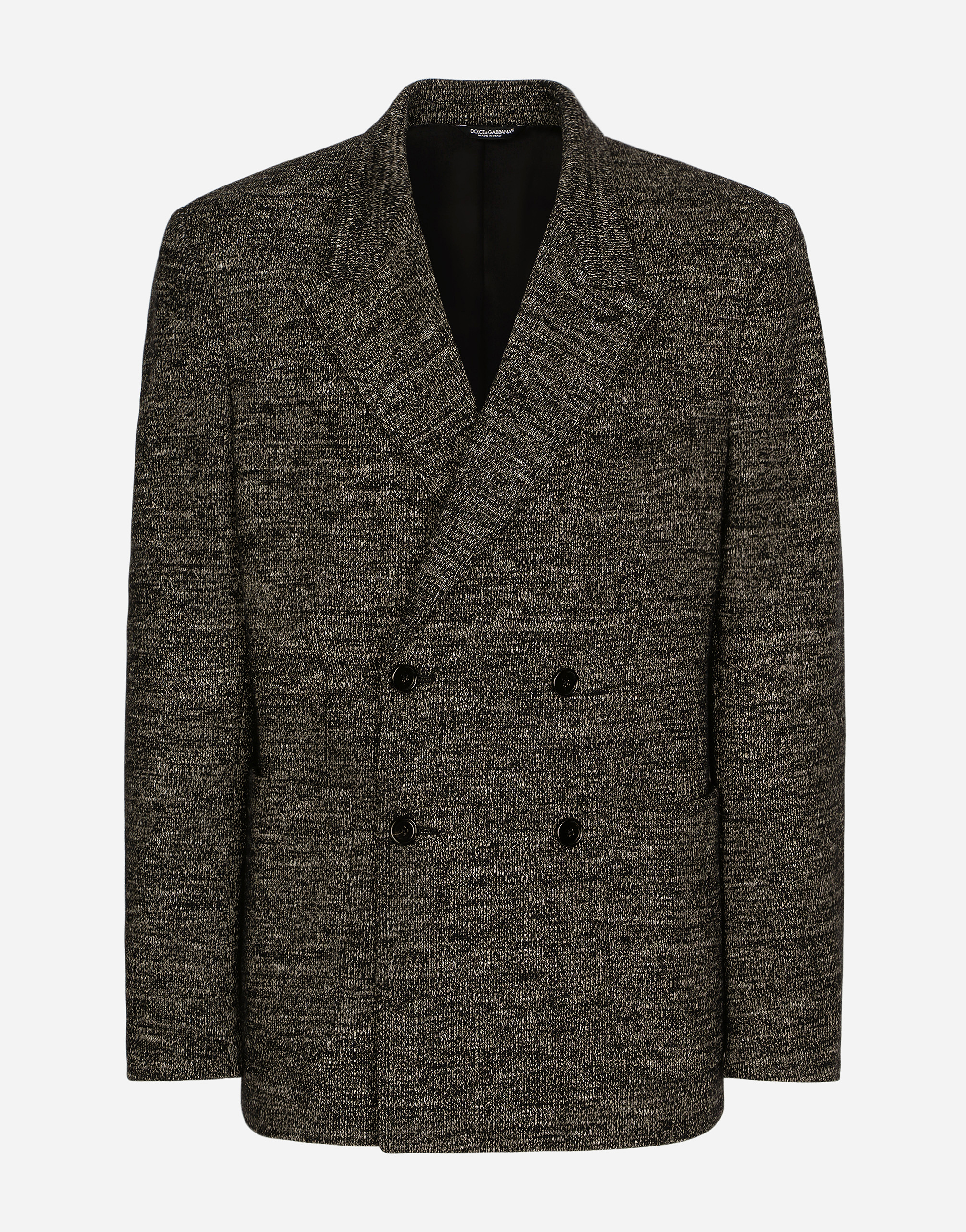 DOLCE & GABBANA DOUBLE-BREASTED COTTON AND WOOL JERSEY JACKET