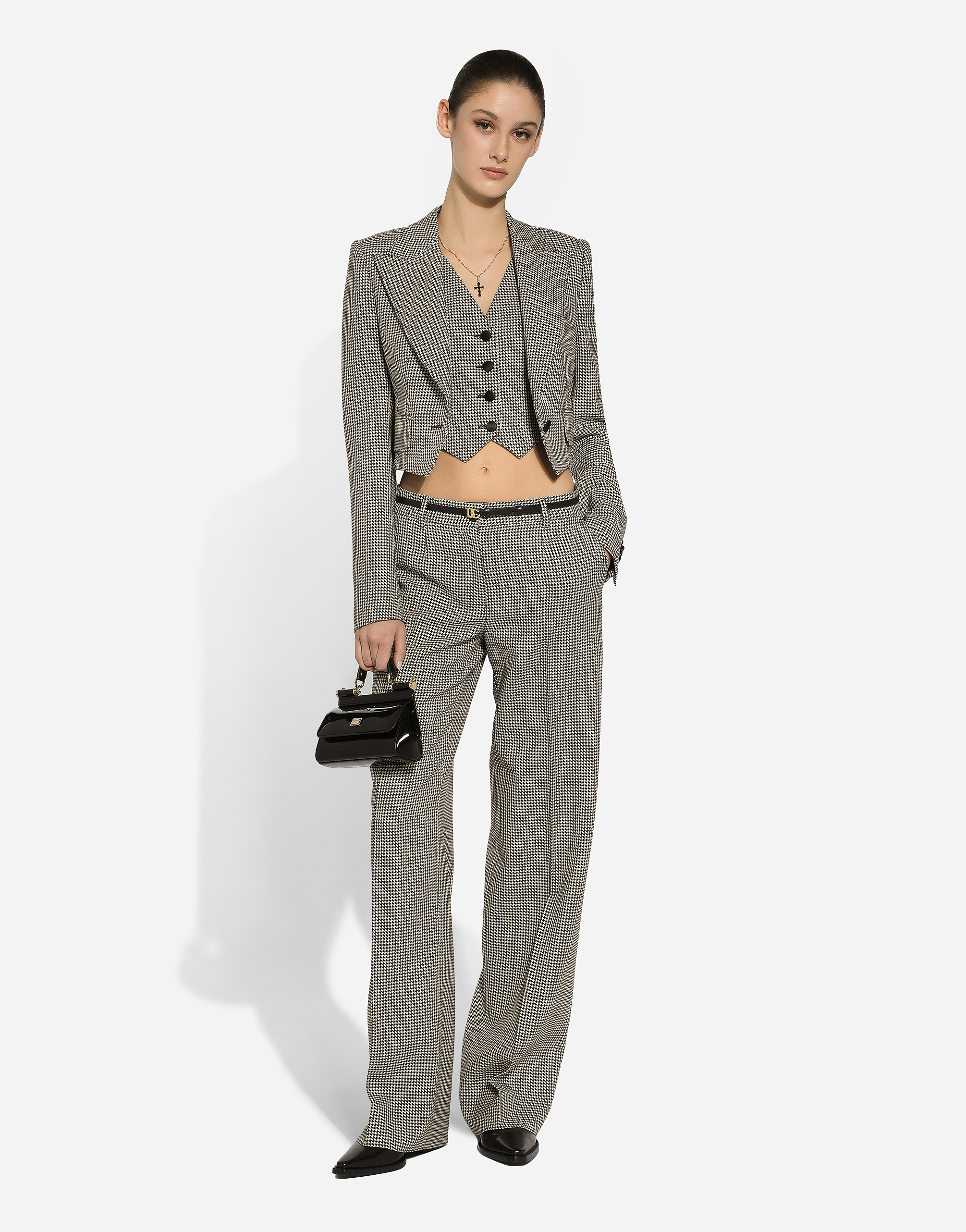 Dolce & Gabbana Check Pattern Cropped Jacket In Multicolor