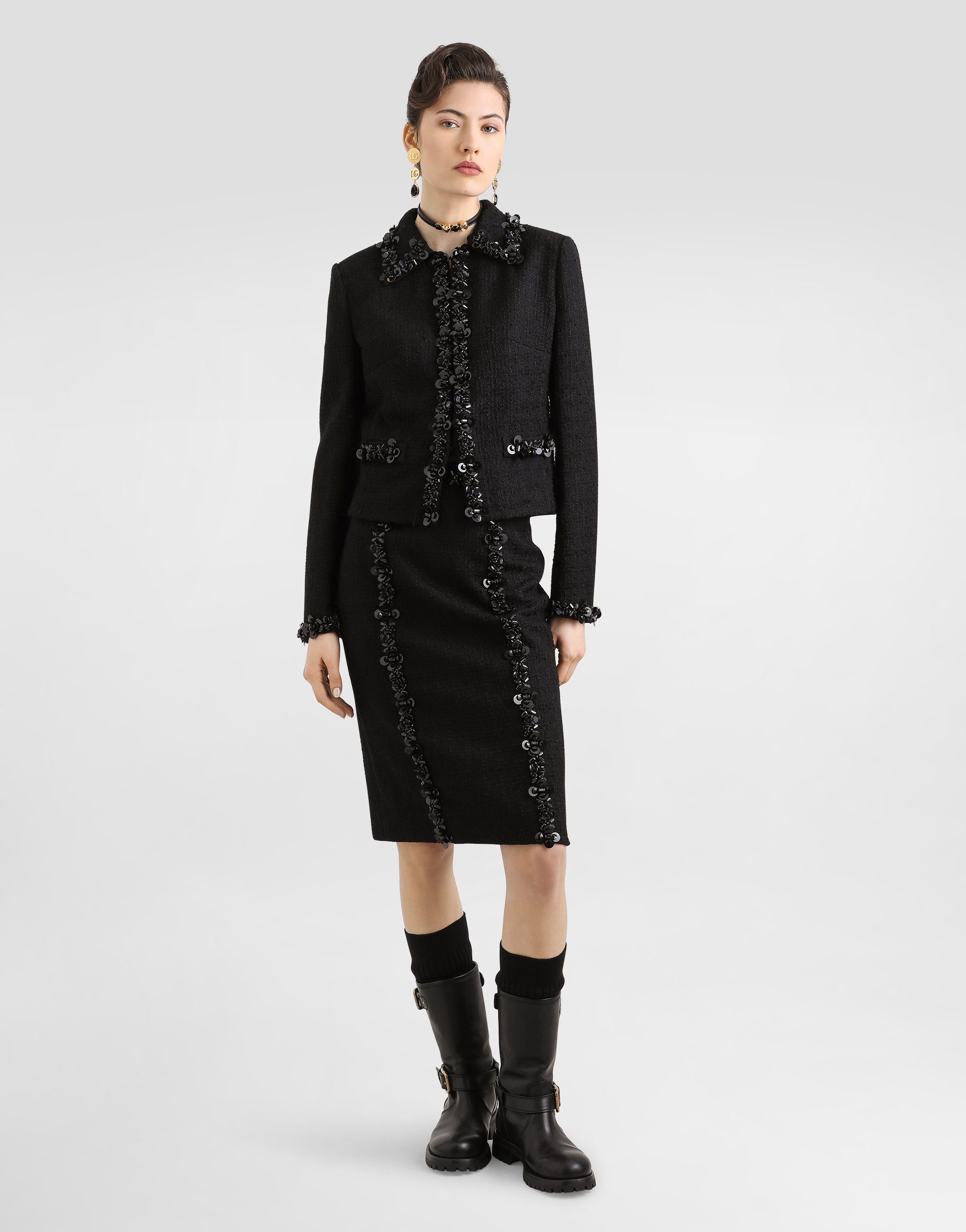 Dolce & Gabbana Sequin-embellished Jacket In Black