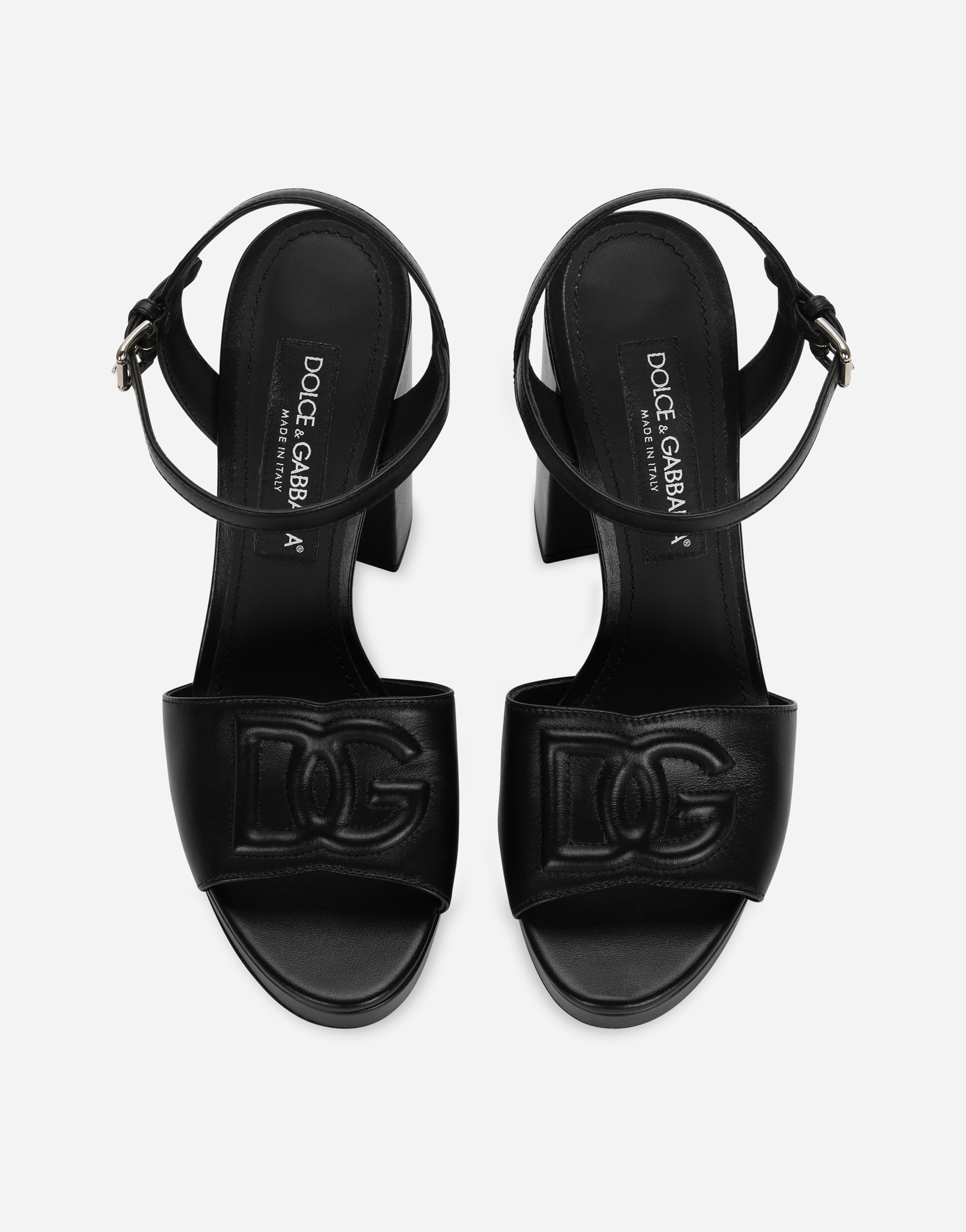 Shop Dolce & Gabbana Calfskin Platform Sandals In Black