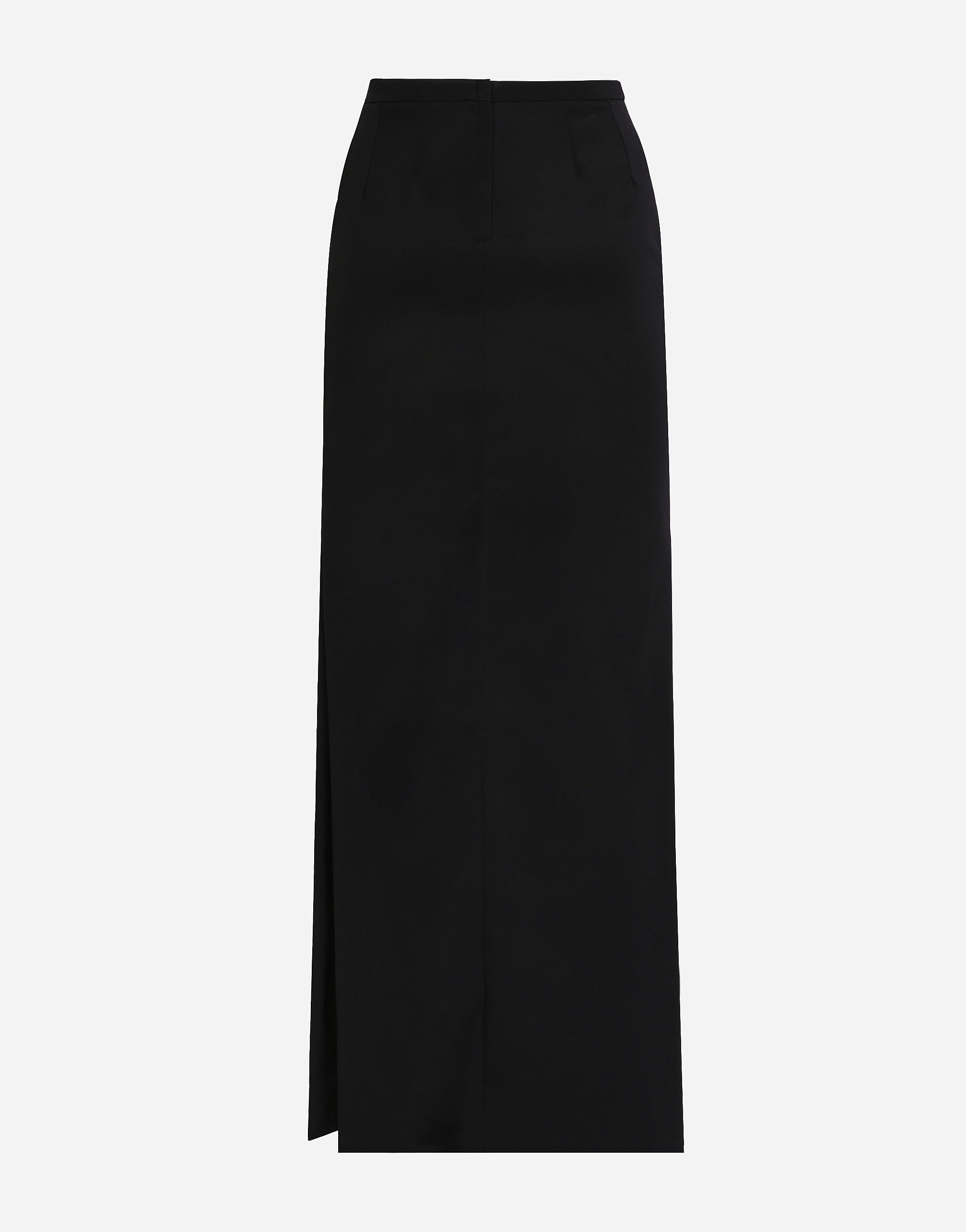 Dolce & Gabbana Cady Calf-length Skirt With Slits In Black