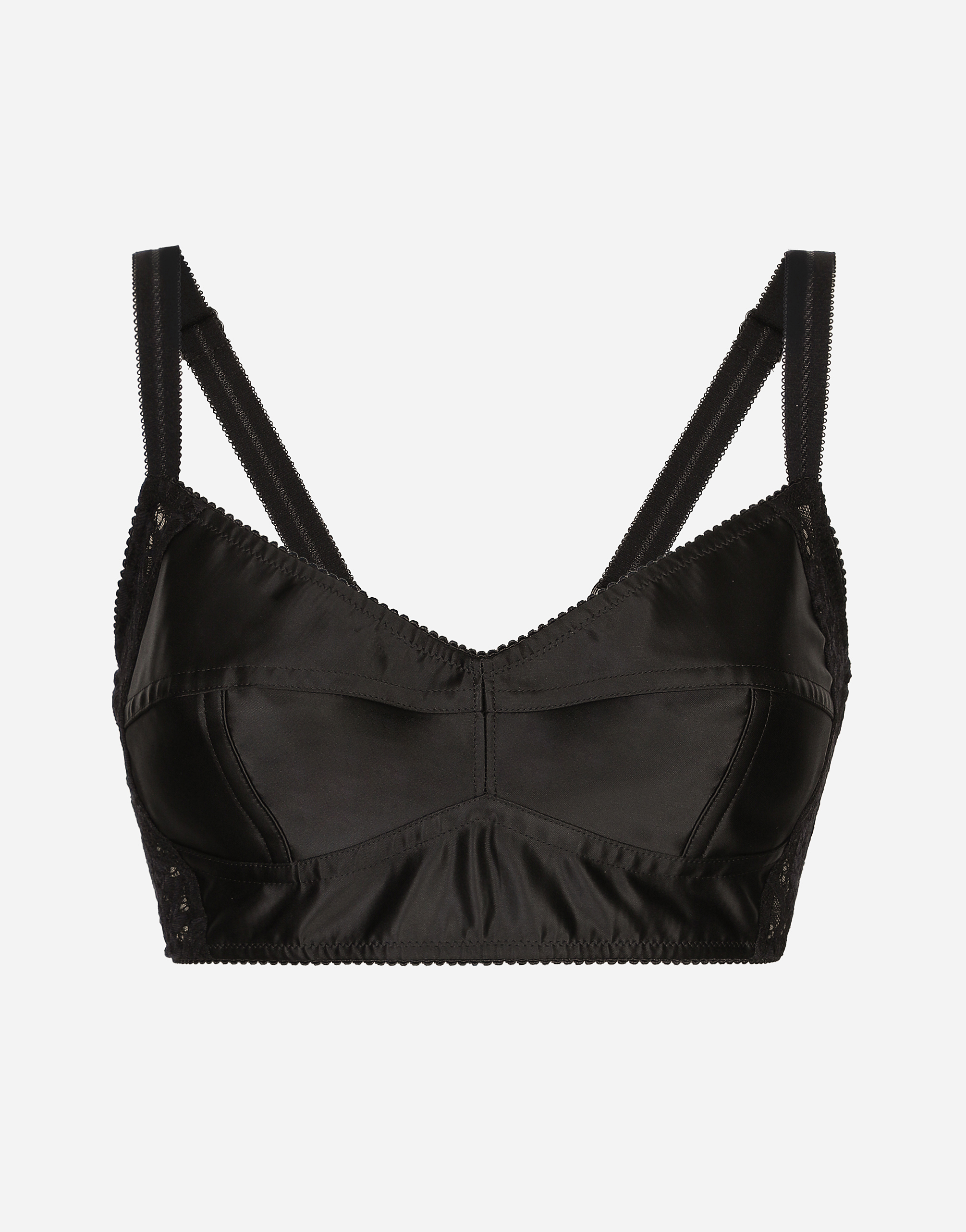 Dolce & Gabbana Sicily Cropped Top Lace Trim In ブラック