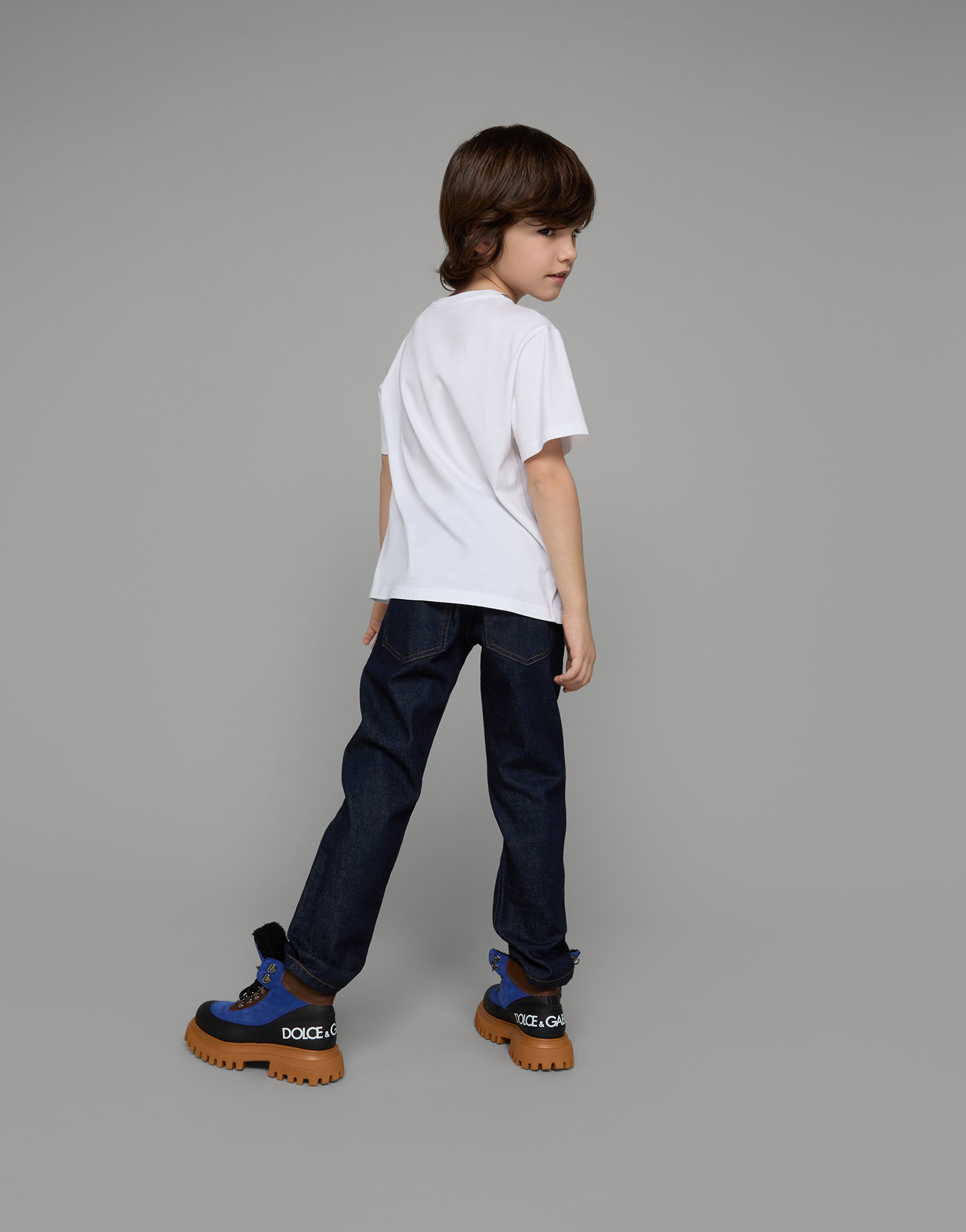 DOLCE & GABBANA SHORT-SLEEVED JERSEY T-SHIRT WITH MASCOT PRINT