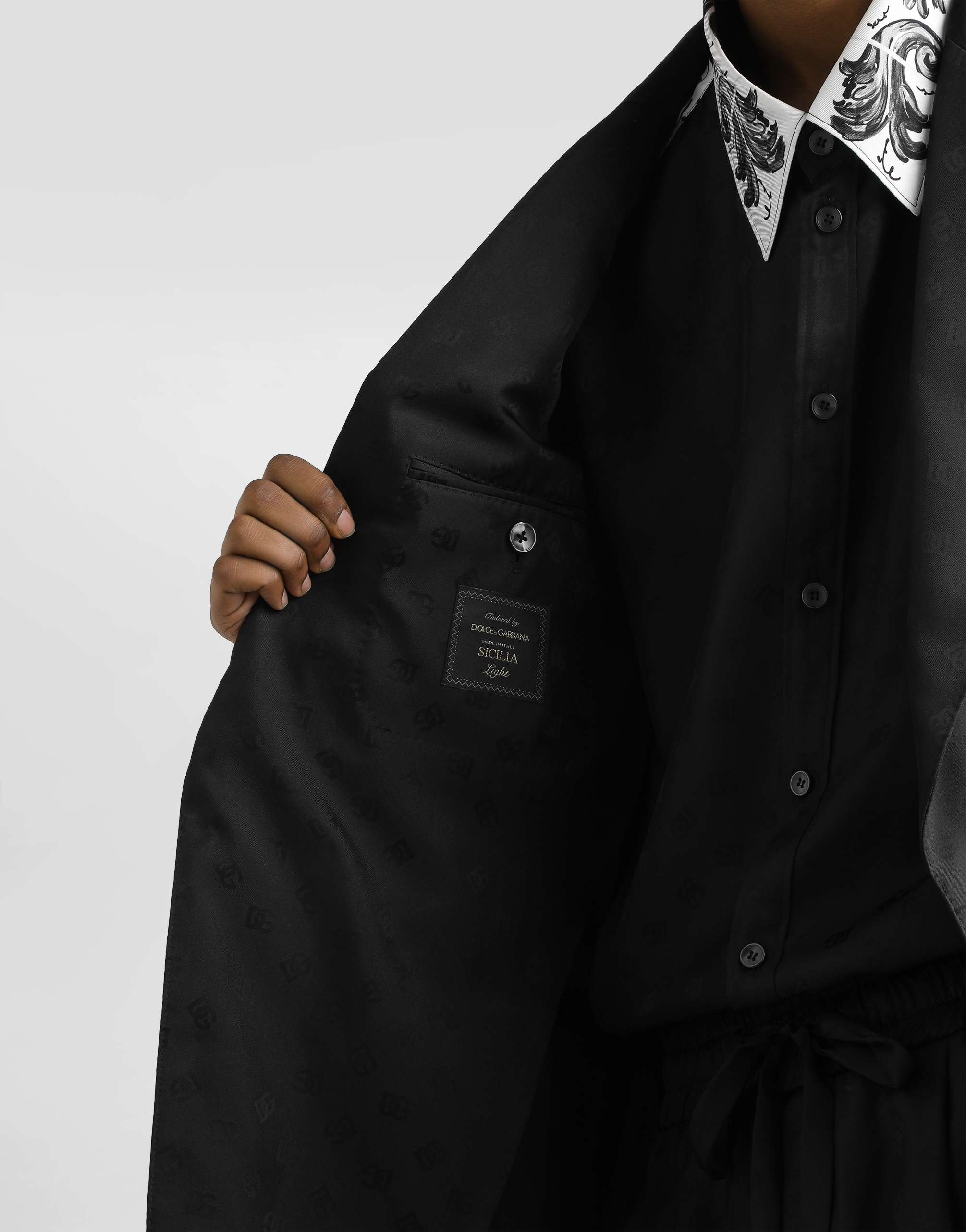 Sicilia light single-breasted silk twill jacket