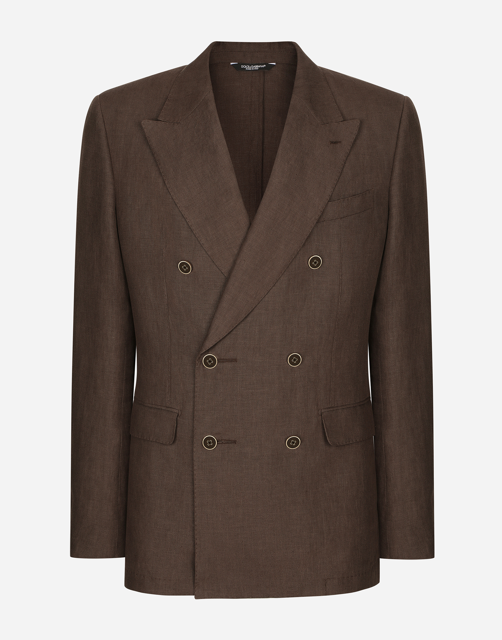 Double-breasted linen Sicilia-fit suit in Brown for Men