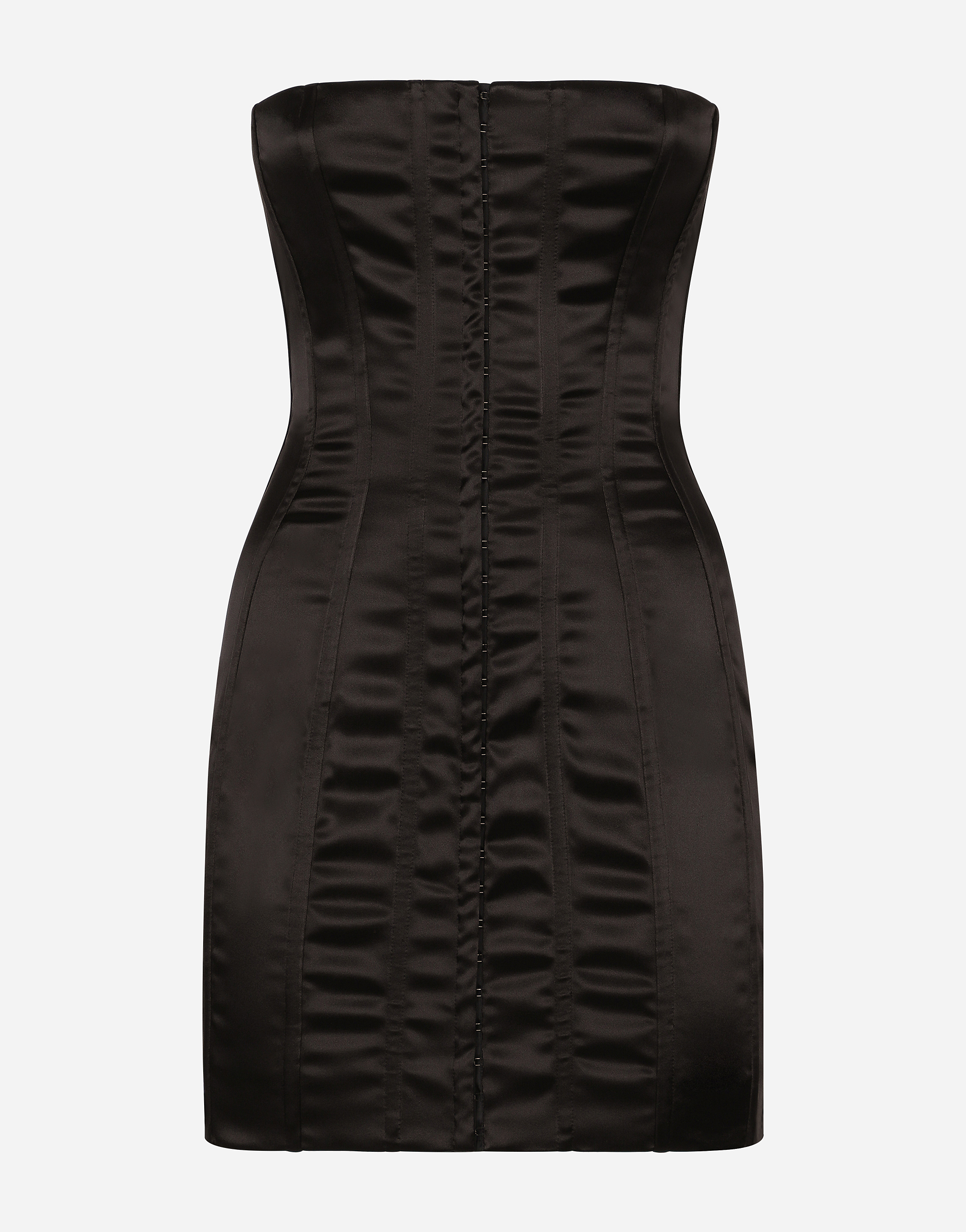 Dolce & Gabbana Strapless Satin Minidress In Black