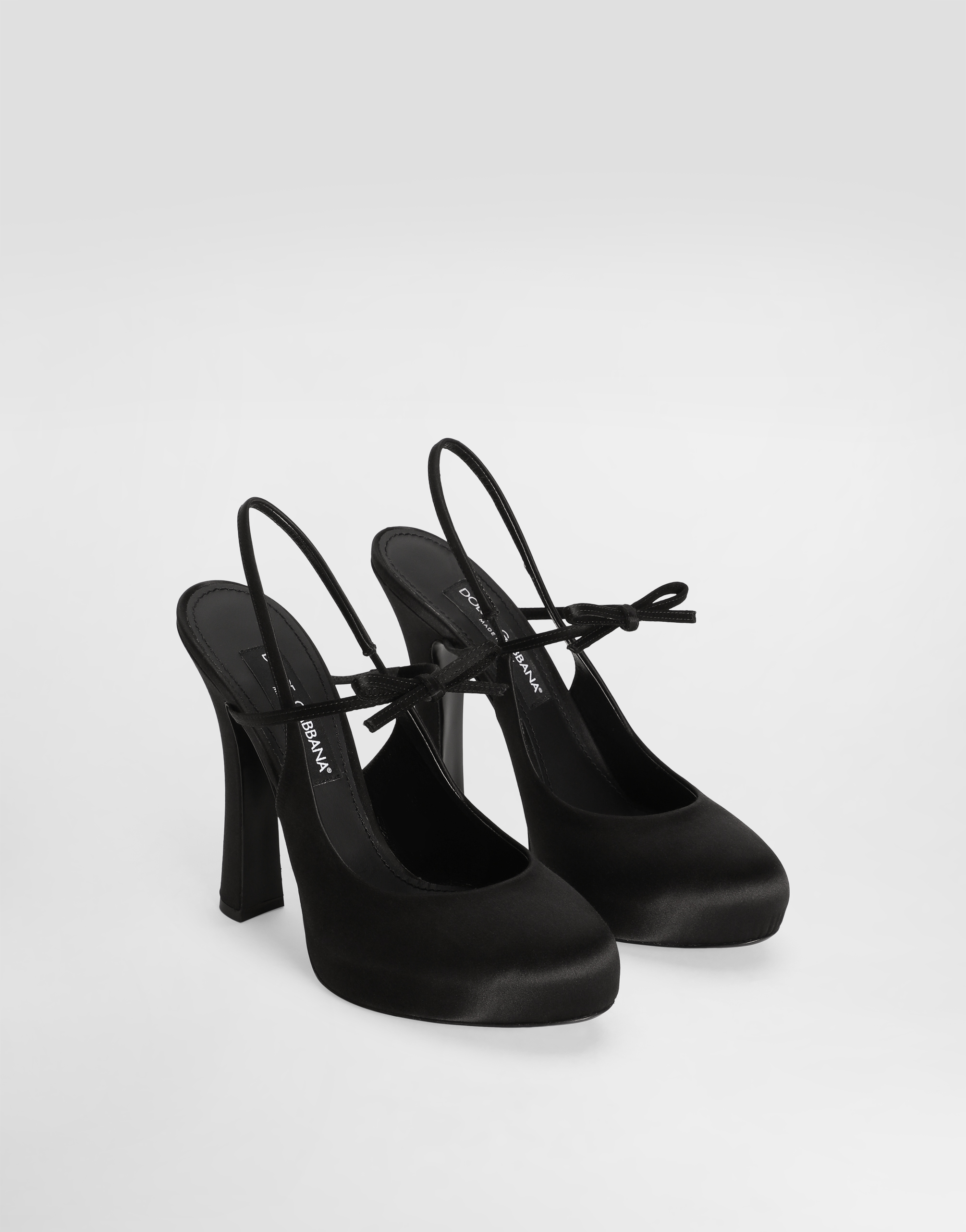 Dolce & Gabbana Satin Slingbacks In Black