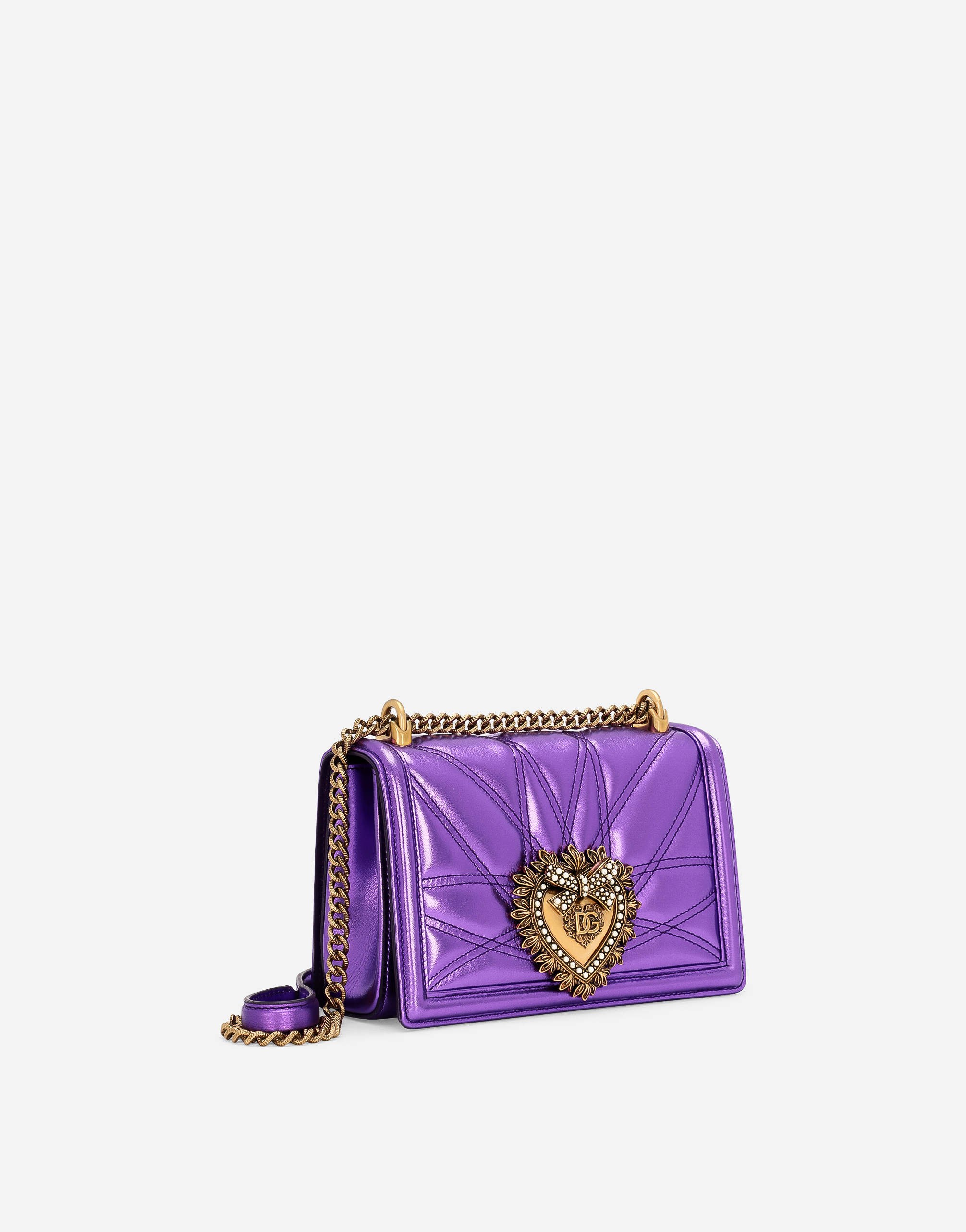  Dolce & Gabbana Schultertasche Devotion Mittelgroß - Frau Schulter- Und Umhängetaschen Violett Leder Onesize 