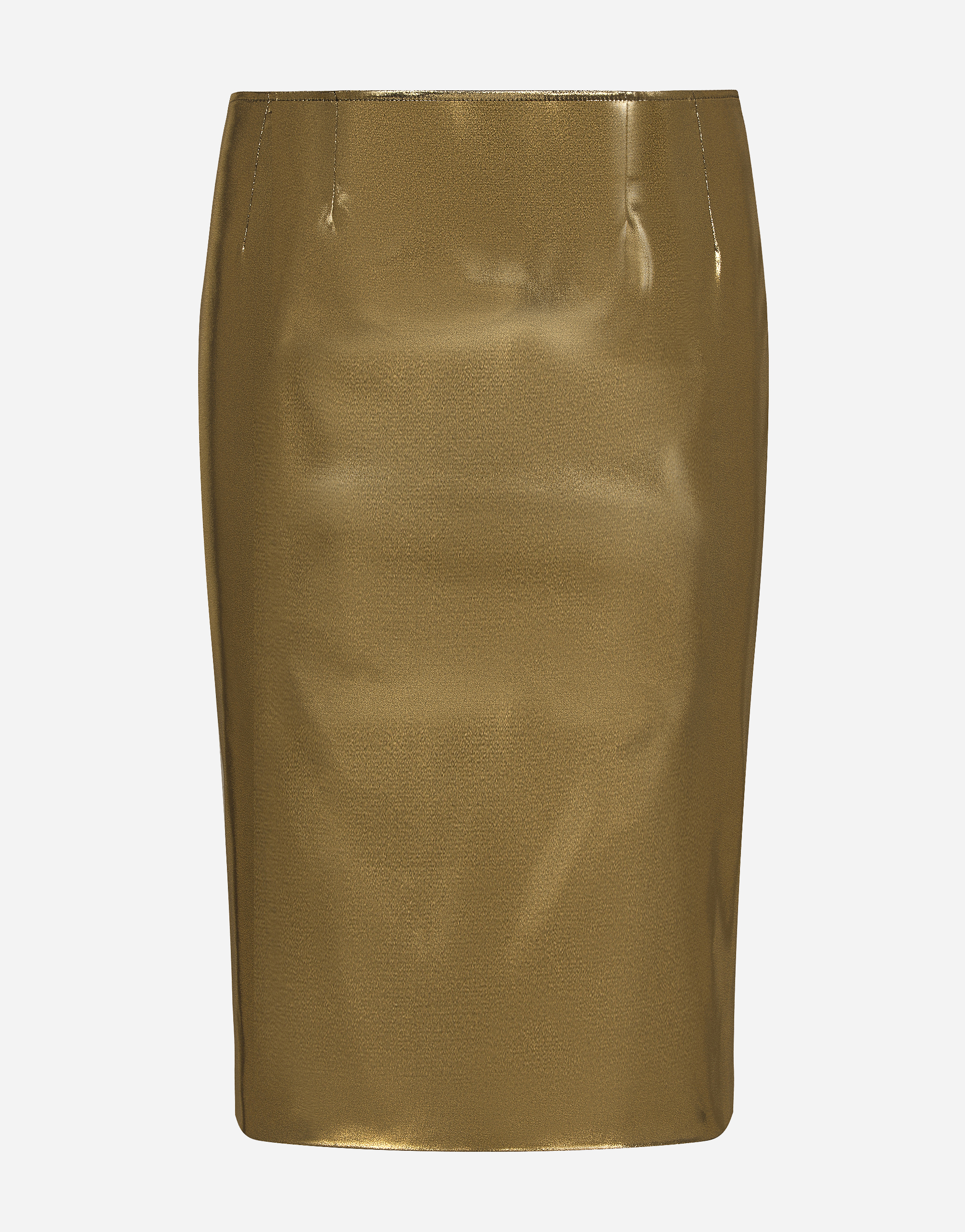 Dolce & Gabbana Foiled Satin Calf-length Skirt In Gold