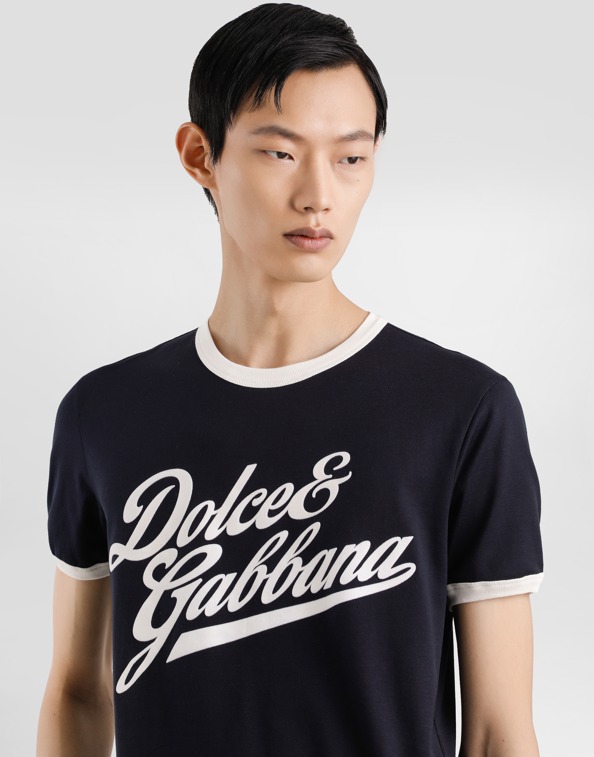 Dolce & Gabbana Round Neck T-shirt In Cotton In Blue