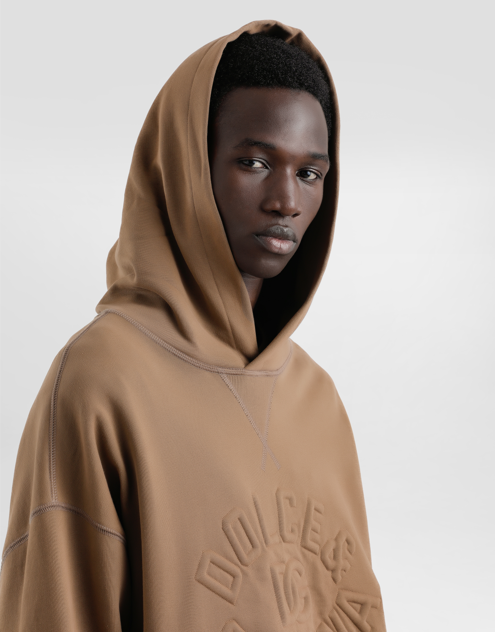 Dolce & Gabbana Cotton Hoodie With Logo In Marron