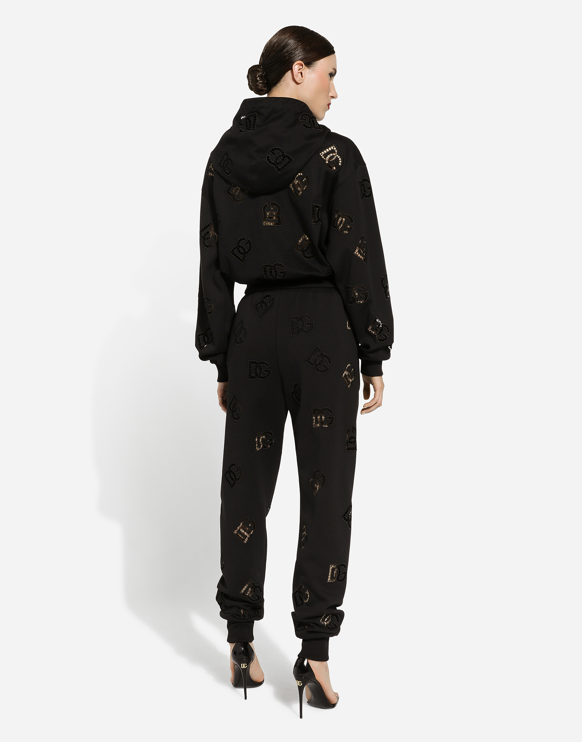 Jersey jogging pants with cut-out and DG logo