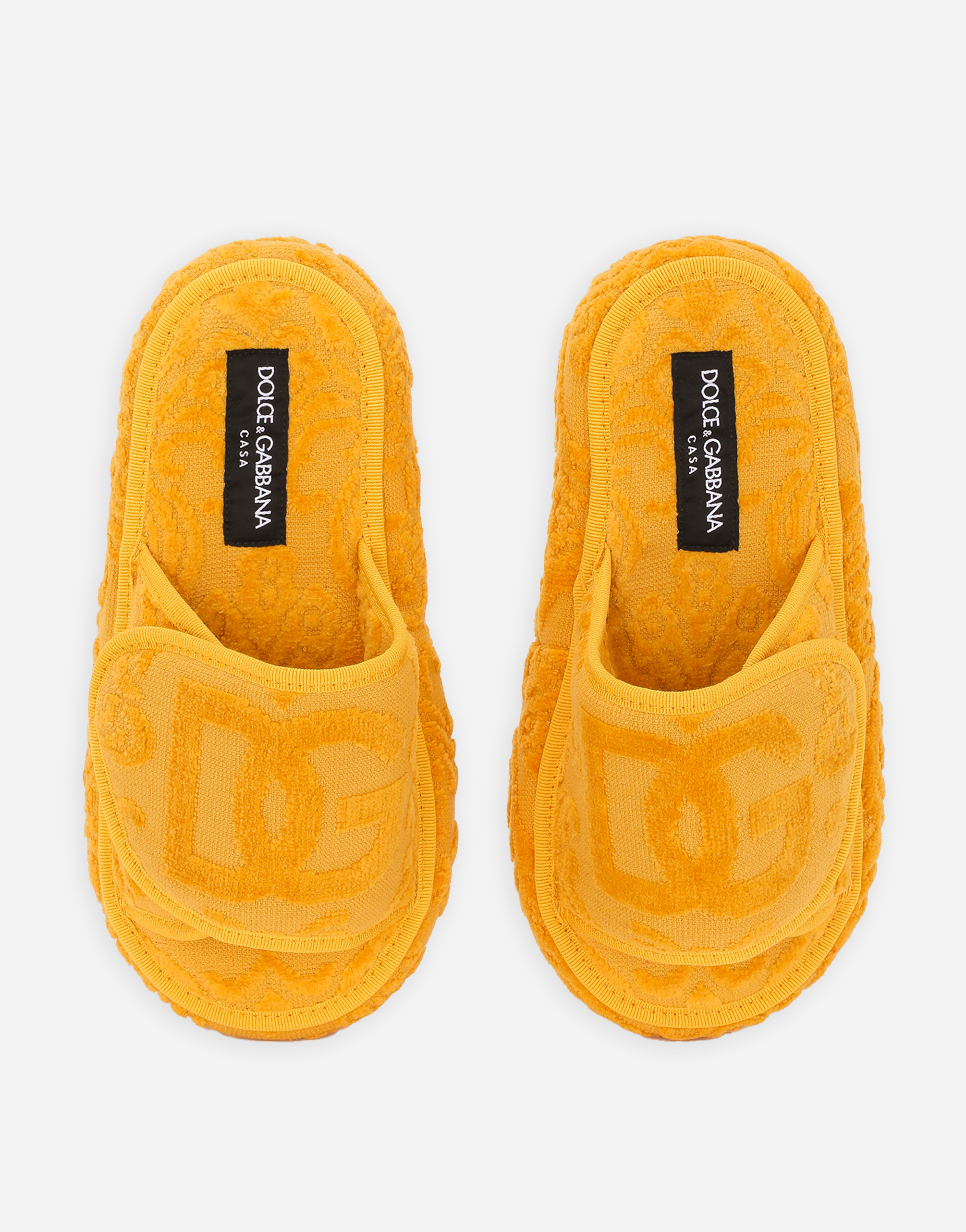 Dolce & Gabbana Terry Cotton Plateau Slippes In Multicolor