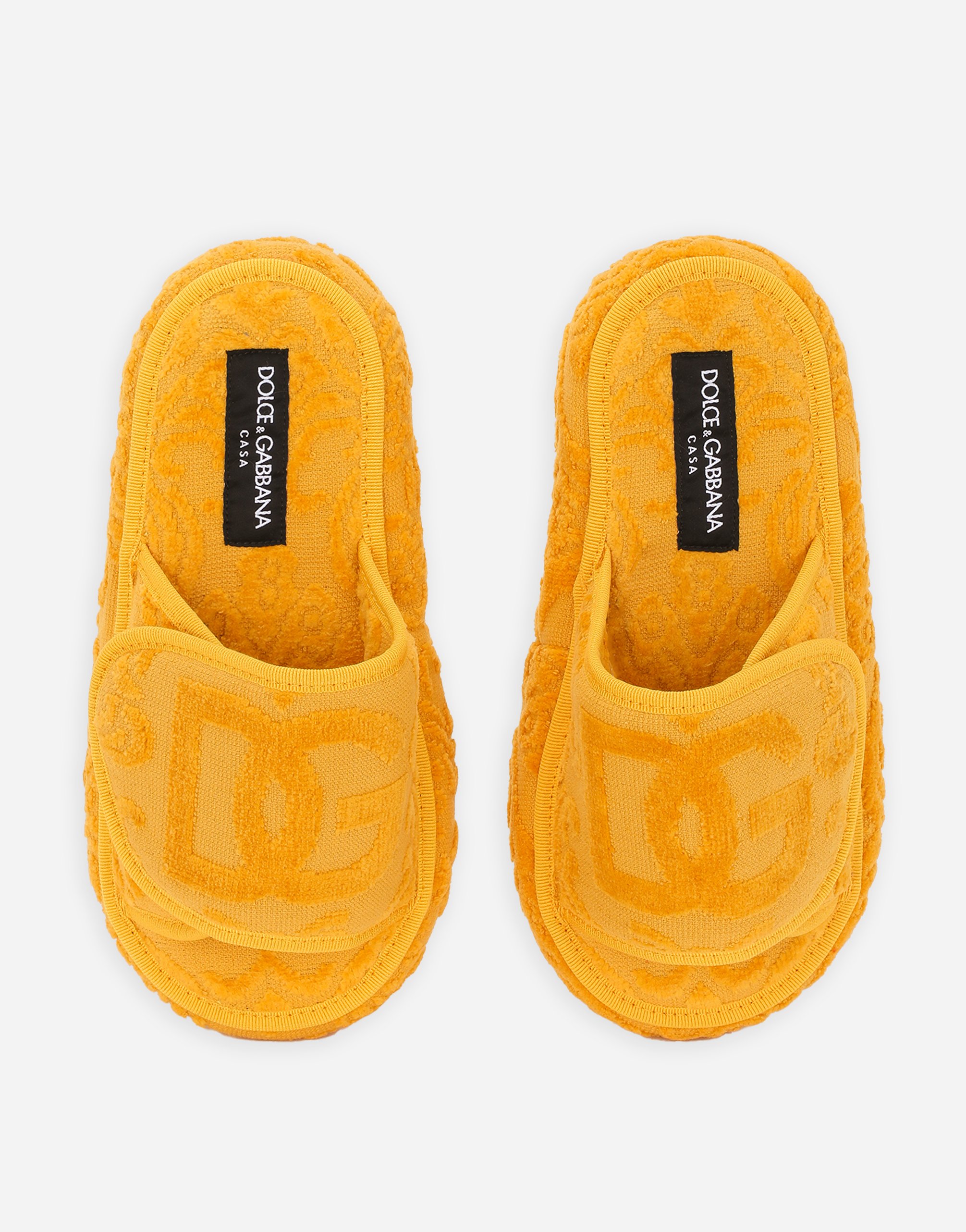 Dolce & Gabbana Terry Cotton Plateau Slippes In Multicolor
