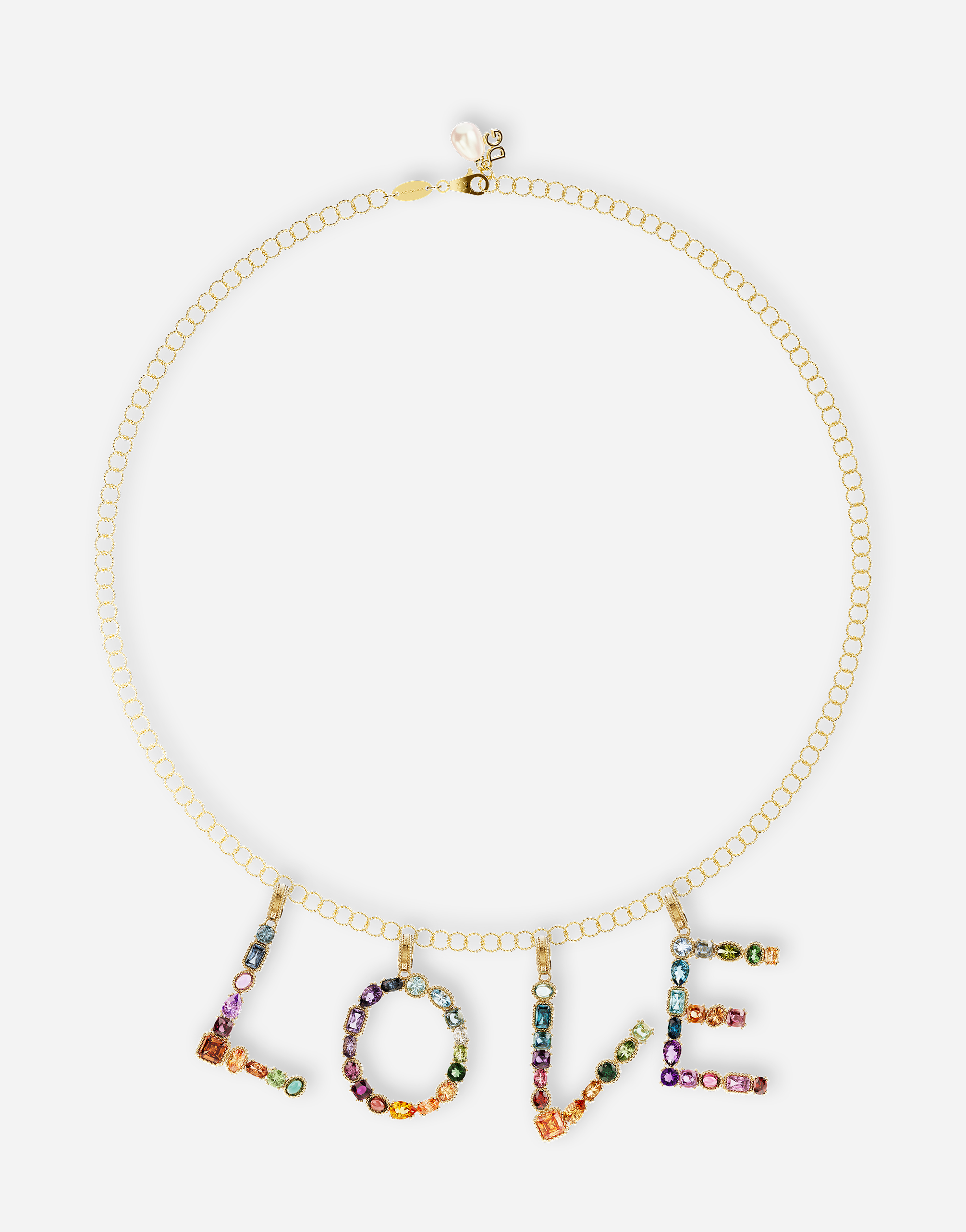 Shop Dolce & Gabbana Rainbow Alphabet Q 18 Kt Yellow Gold Charm With Multicolor Fine Gems