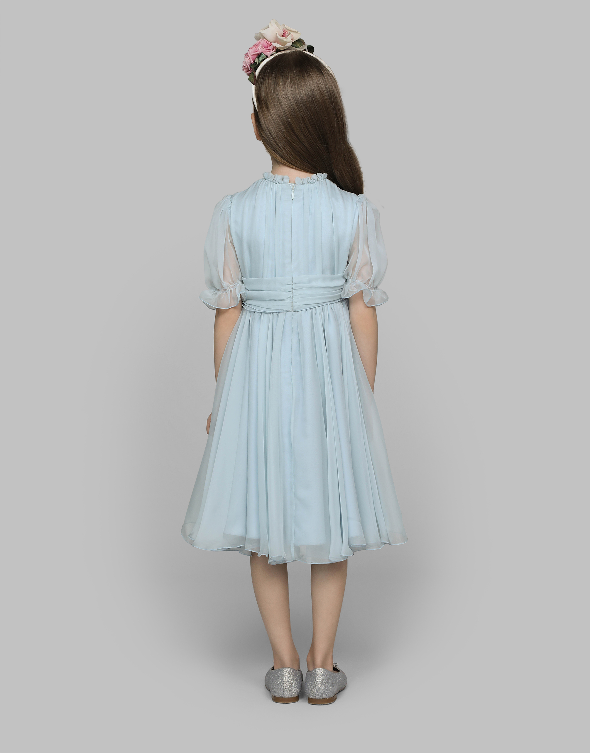 Chiffon dress with 3D flowers