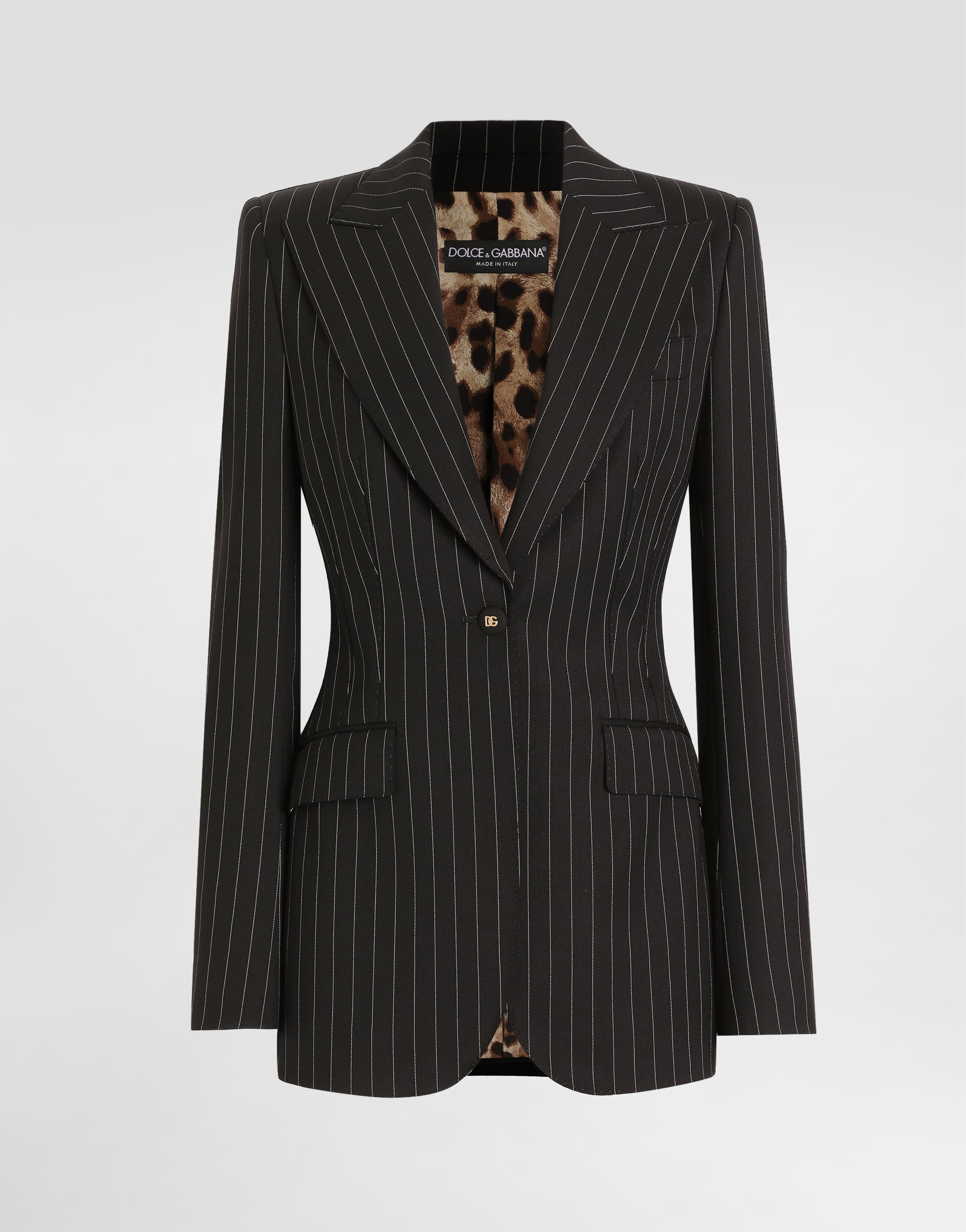 Single-breasted pinstripe wool jacket in Multicolor for Women