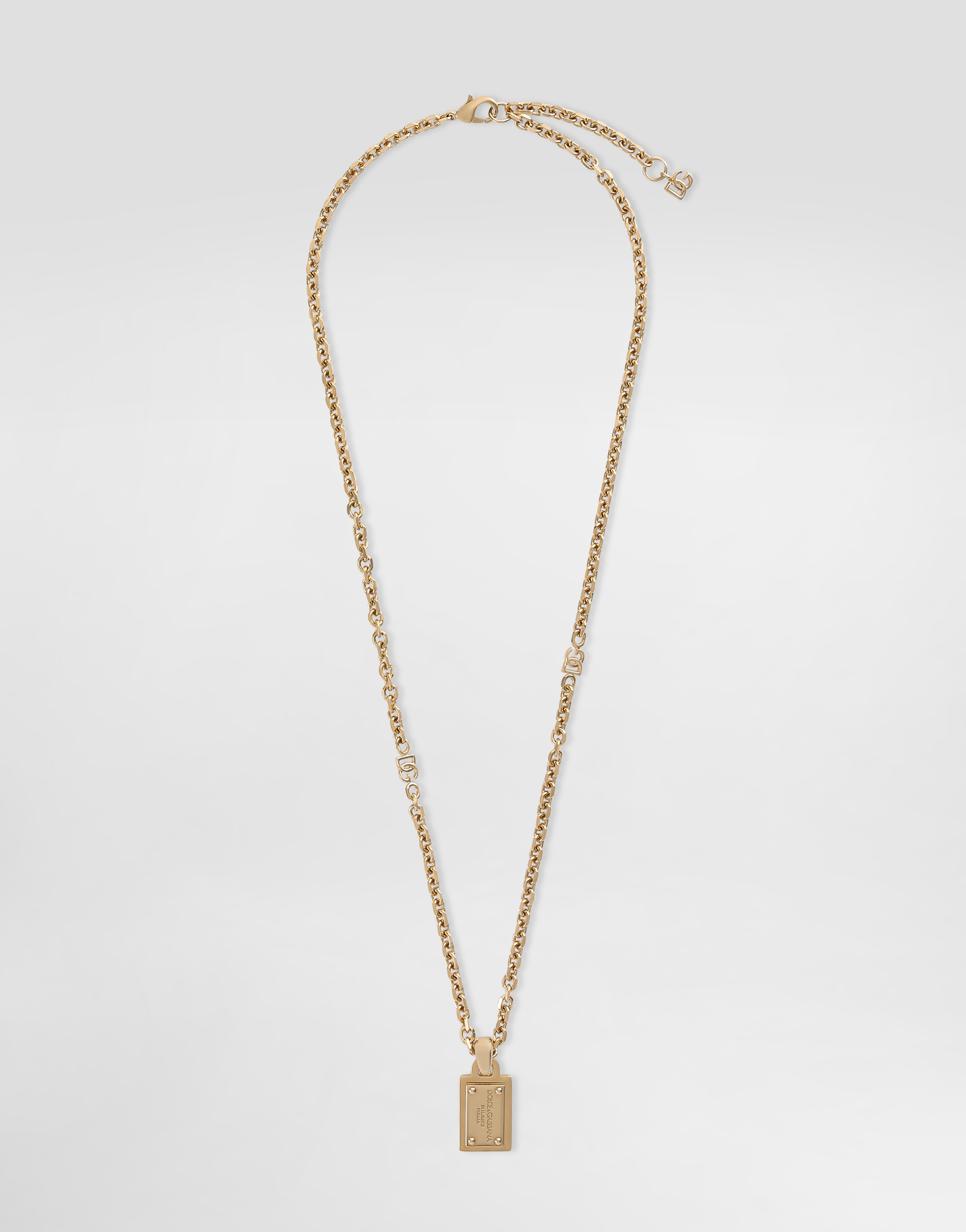 Dolce & Gabbana Necklace With Dolce&gabbana Logo Plate In Oro