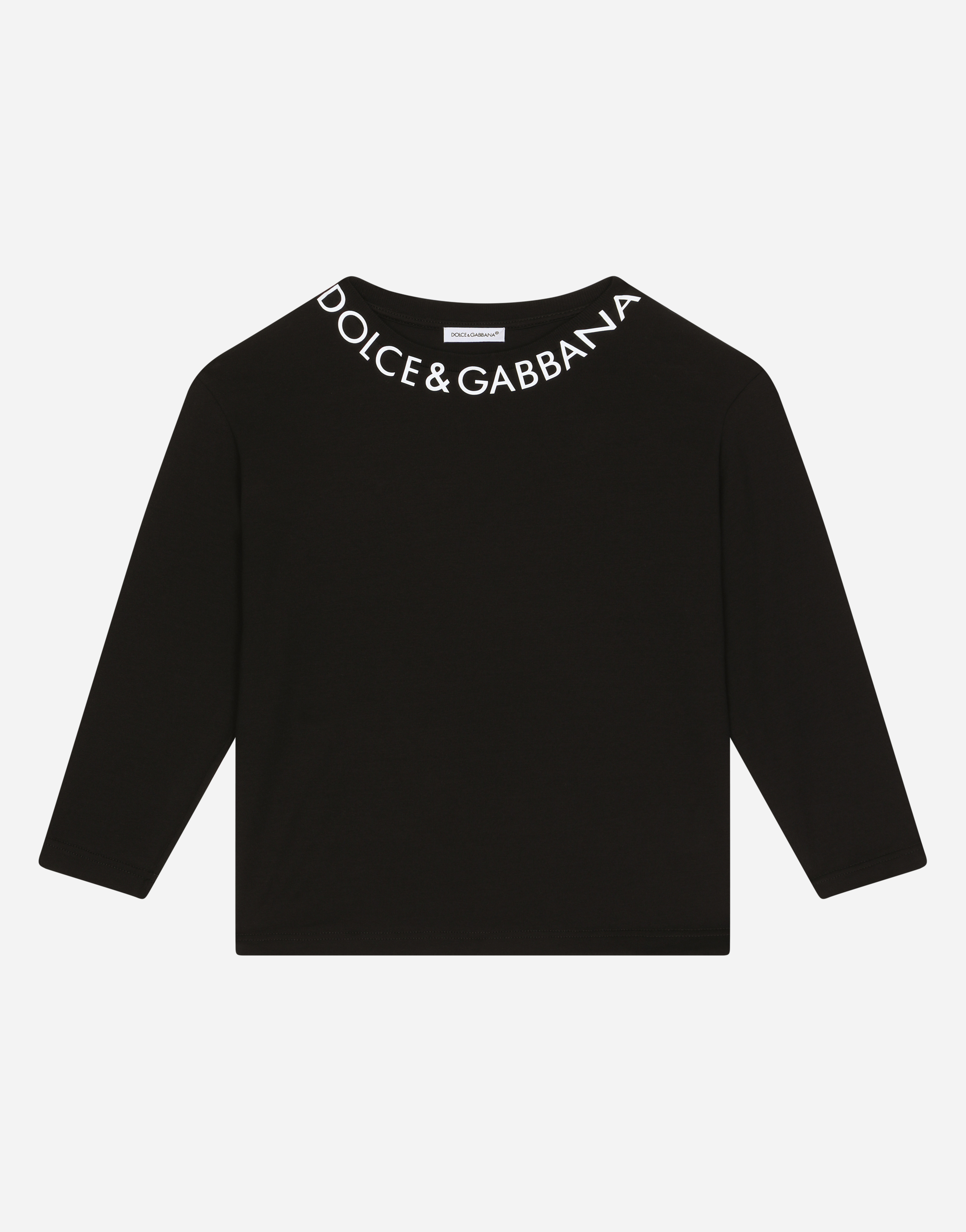 Dolce & Gabbana Kids' Jersey T-shirt With Logo Print In Black