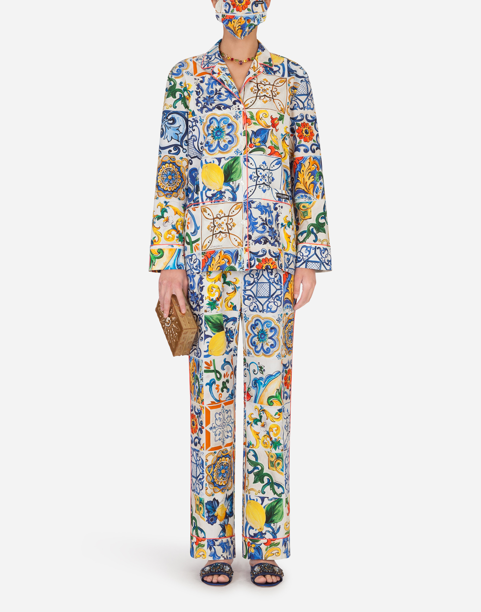 パジャマ＆マスクセット マヨリカプリント