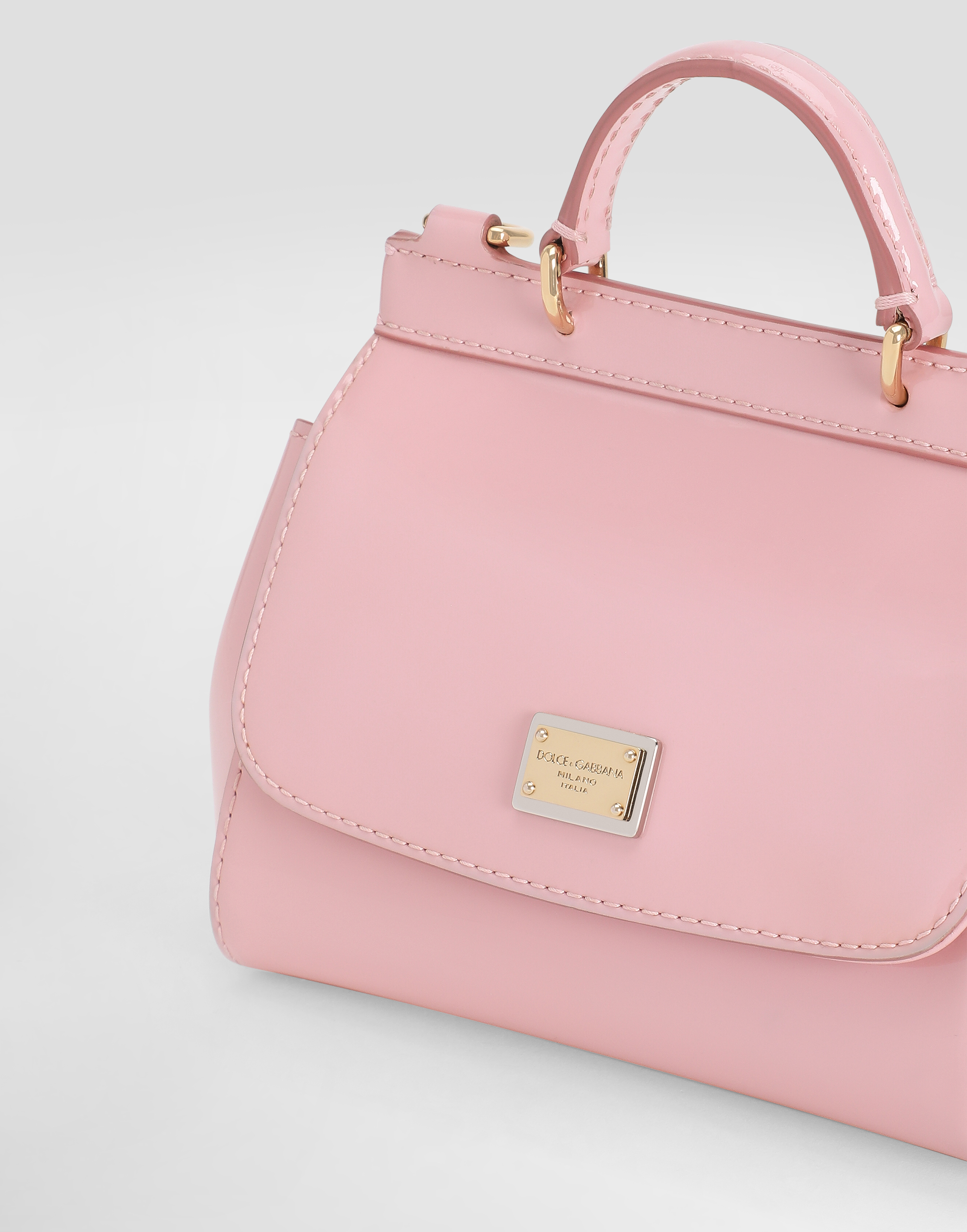 Dolce & Gabbana Mini Sicily Patent Leather Top-handle Bag In Pink