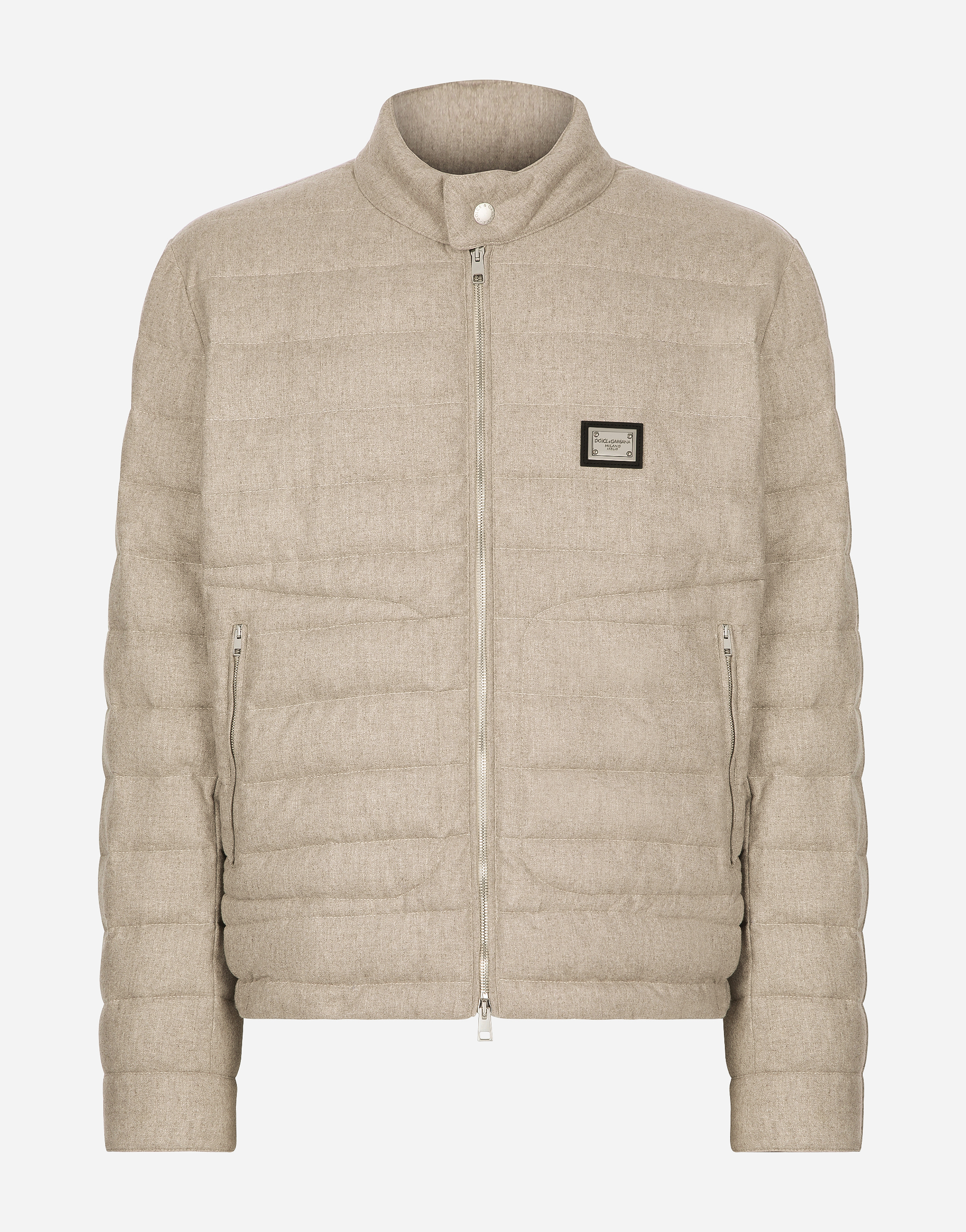 Dolce & Gabbana Male Beige Quilted Cashmere Jacket - Man Coats And Jackets Size 52