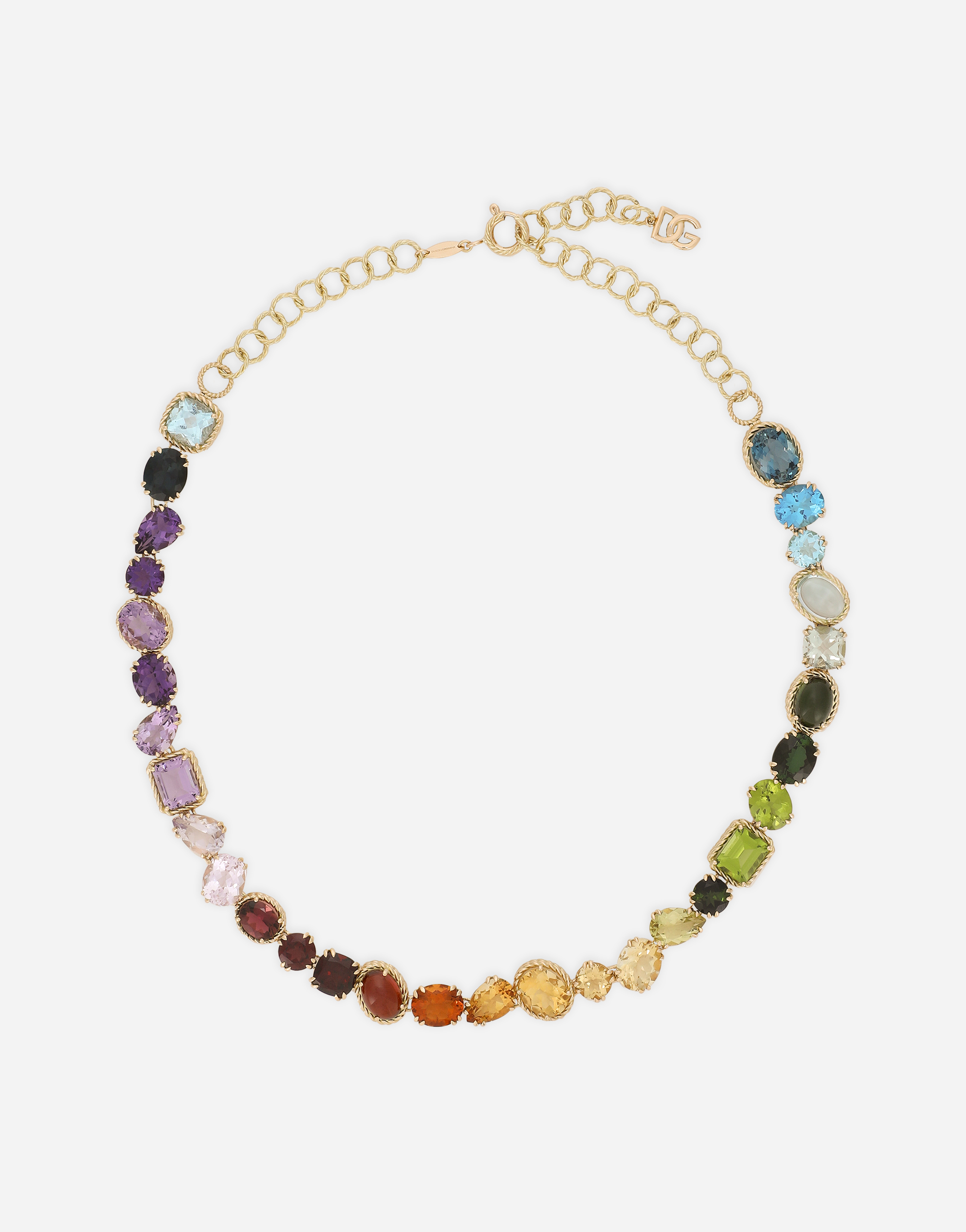 Dolce & Gabbana Necklace With Multi-colored Gems Gold Female Onesize