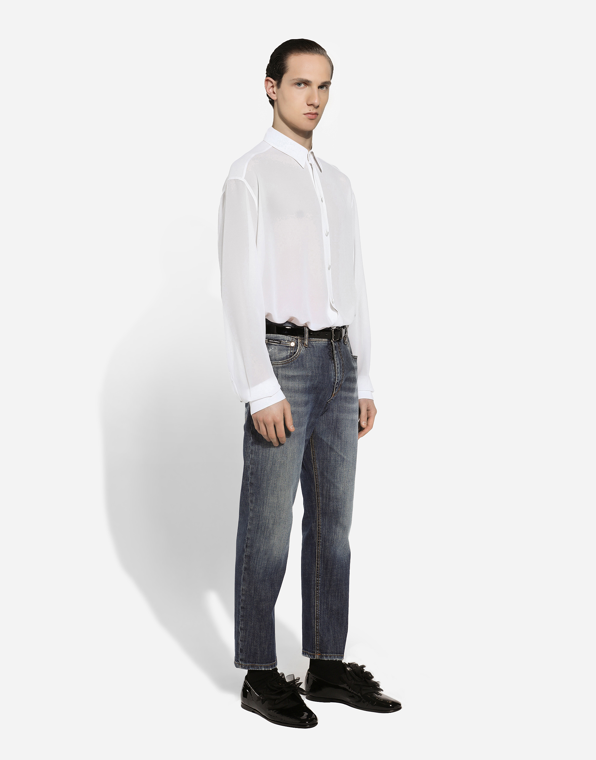 Dolce & Gabbana Ausgeblichene Tapered-jeans In Multicolor