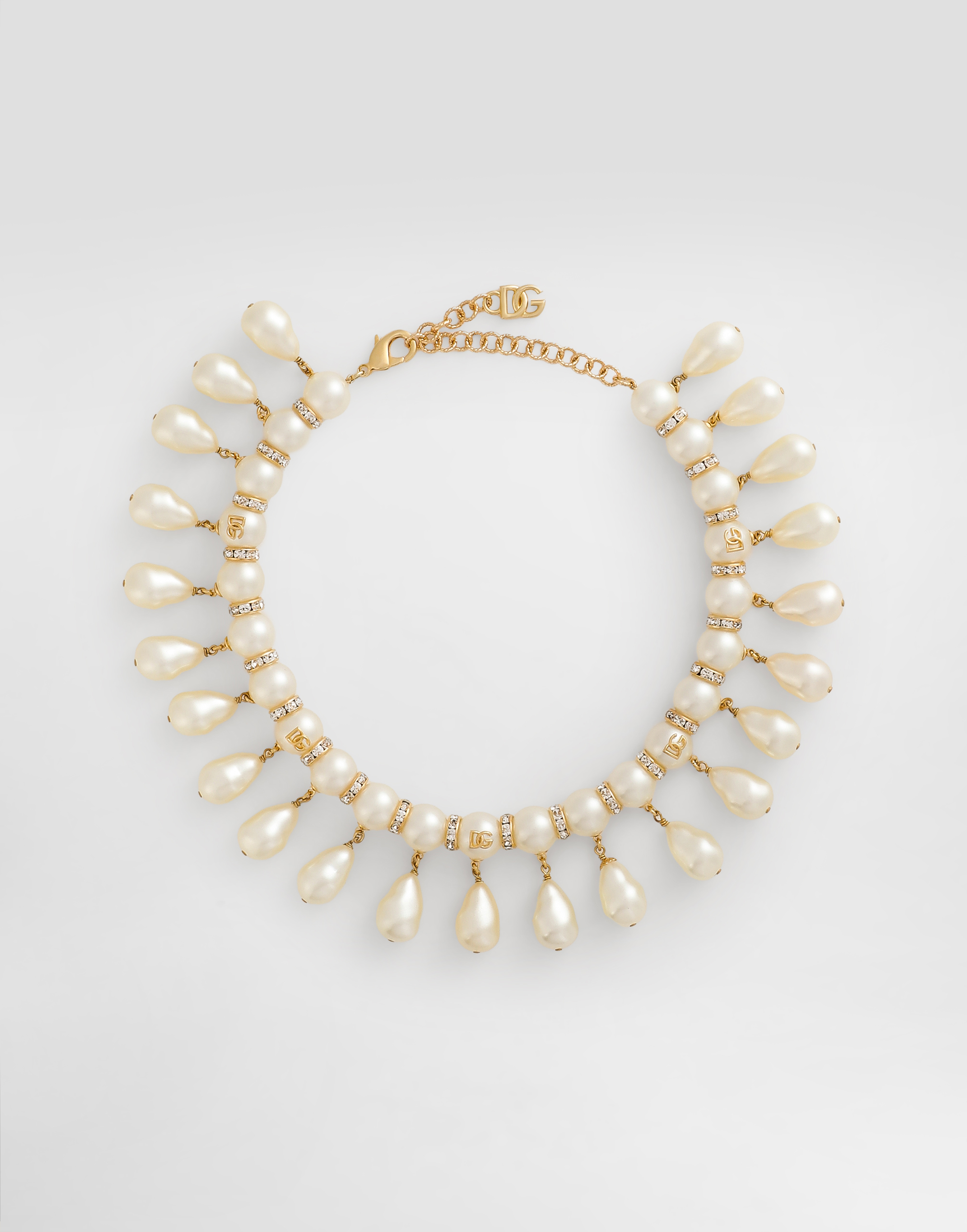 Dolce & Gabbana Choker With Spheres, Teardrop Details And Dg Logo