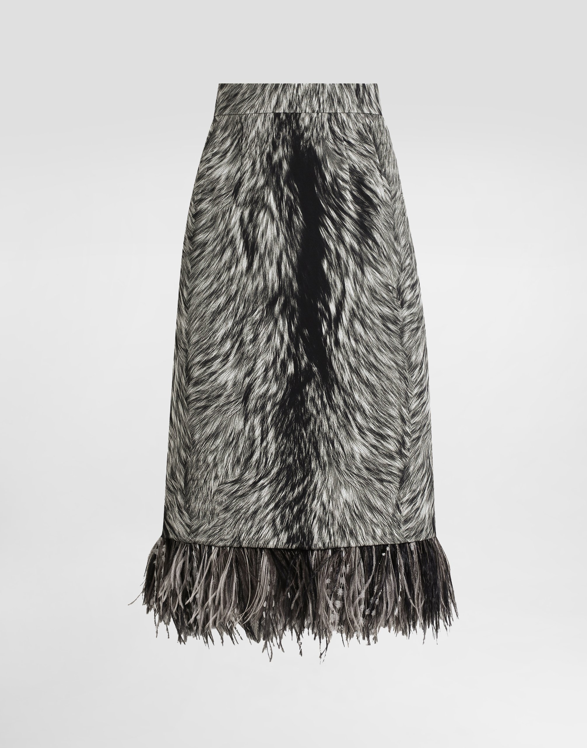 Dolce & Gabbana Charmeuse Midi Pencil Skirt In Grey