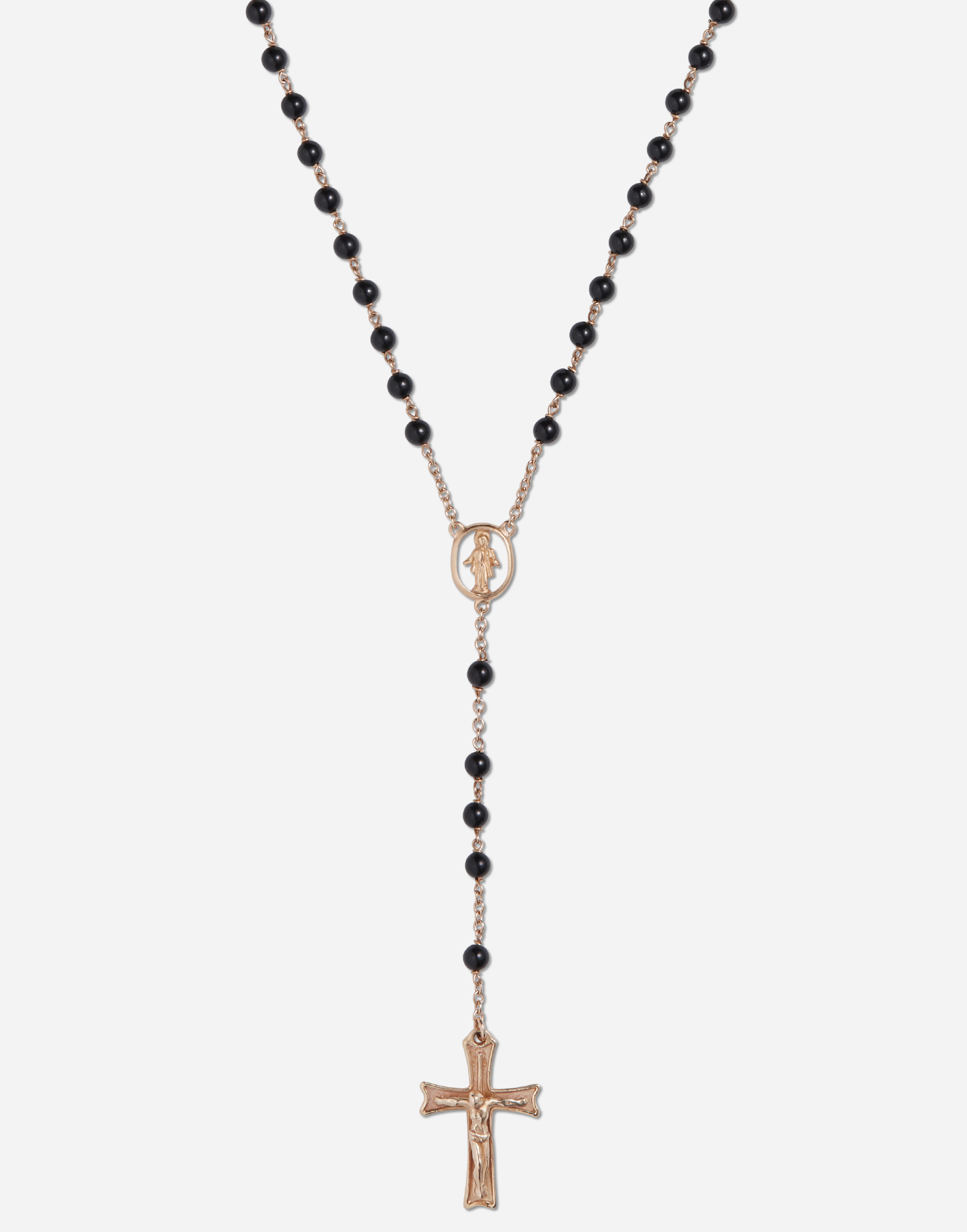 Shop Dolce & Gabbana Red Gold Devotion Rosary Necklace With Black Jade Spheres