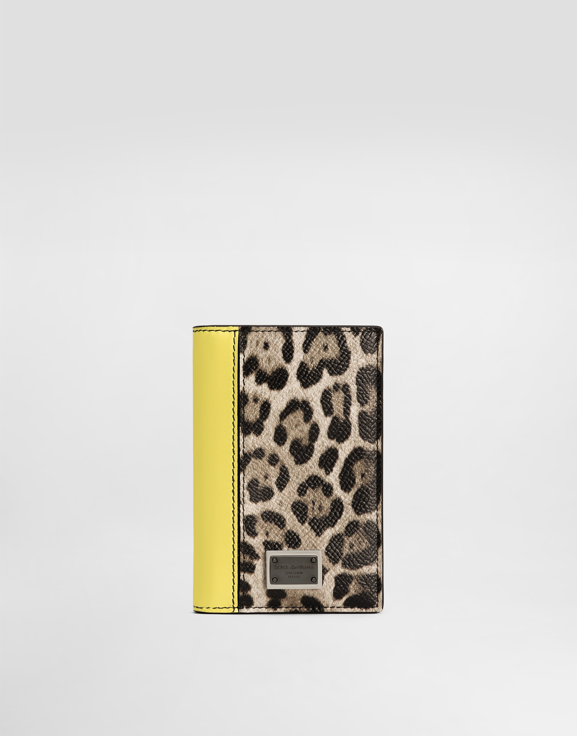Dolce & Gabbana Saffiano Leather Passport Holder With Clored Leather Inserts In Print