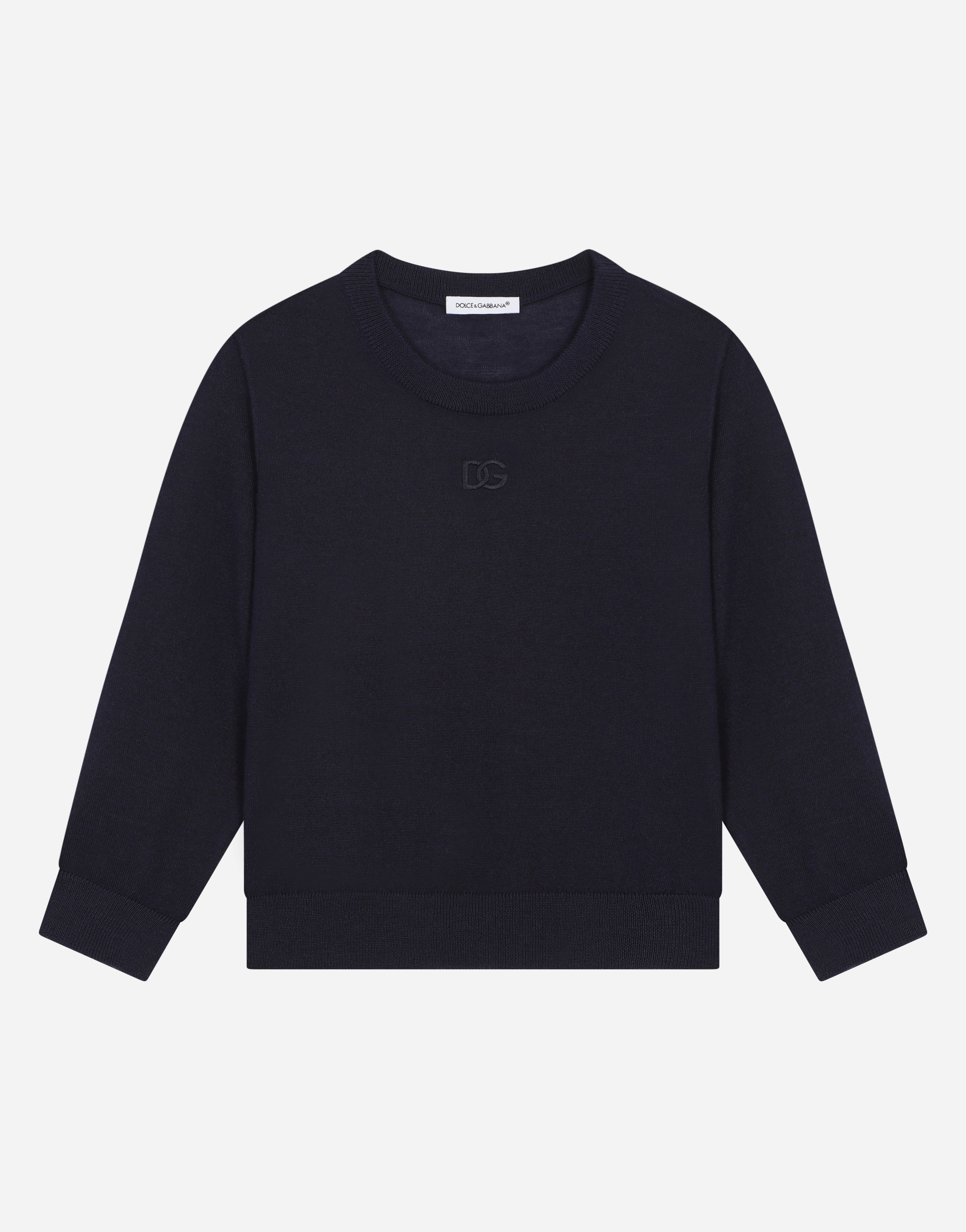Cashmere round-neck sweater with DG logo embroidery