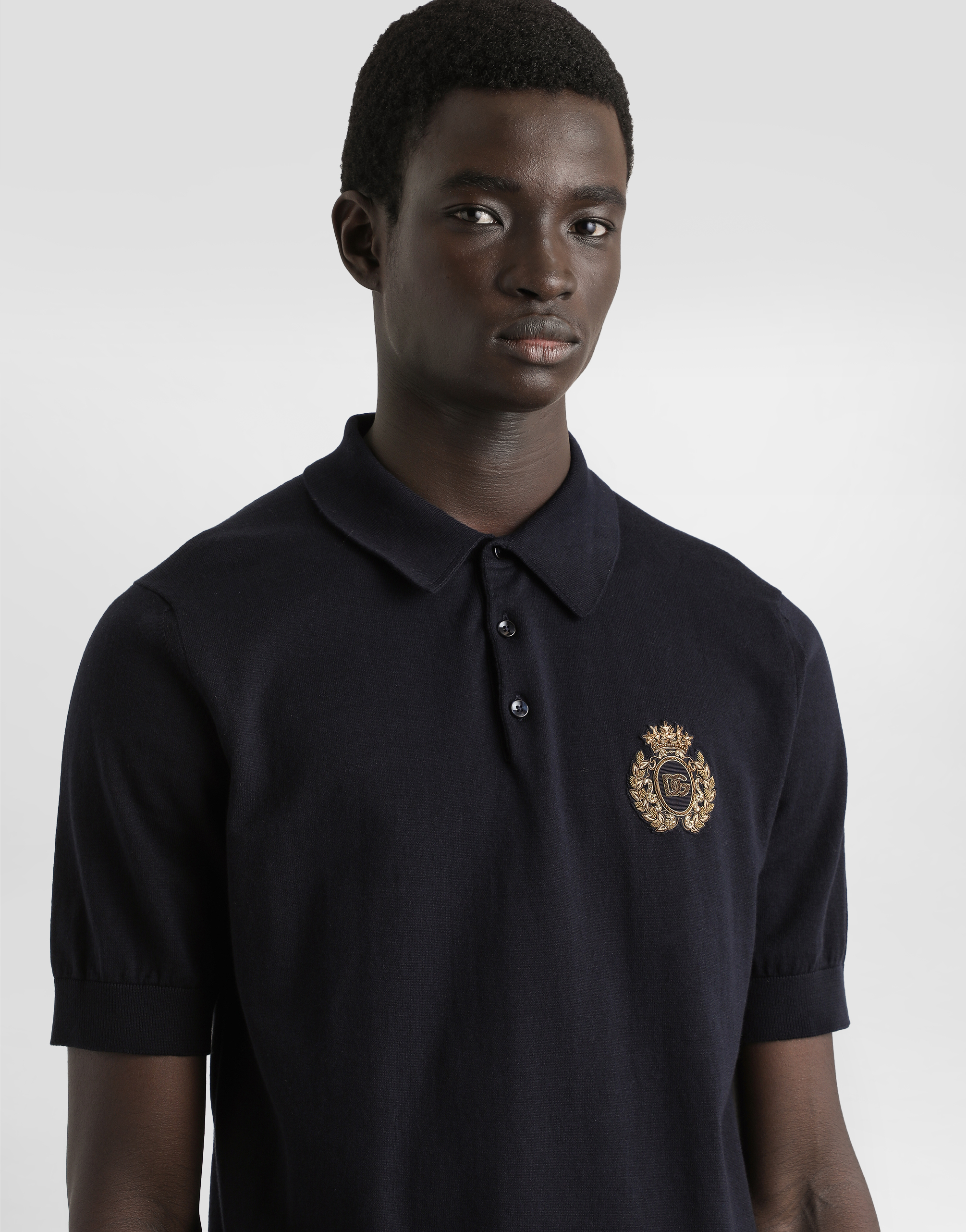 Cotton polo-shirt with heraldic patch