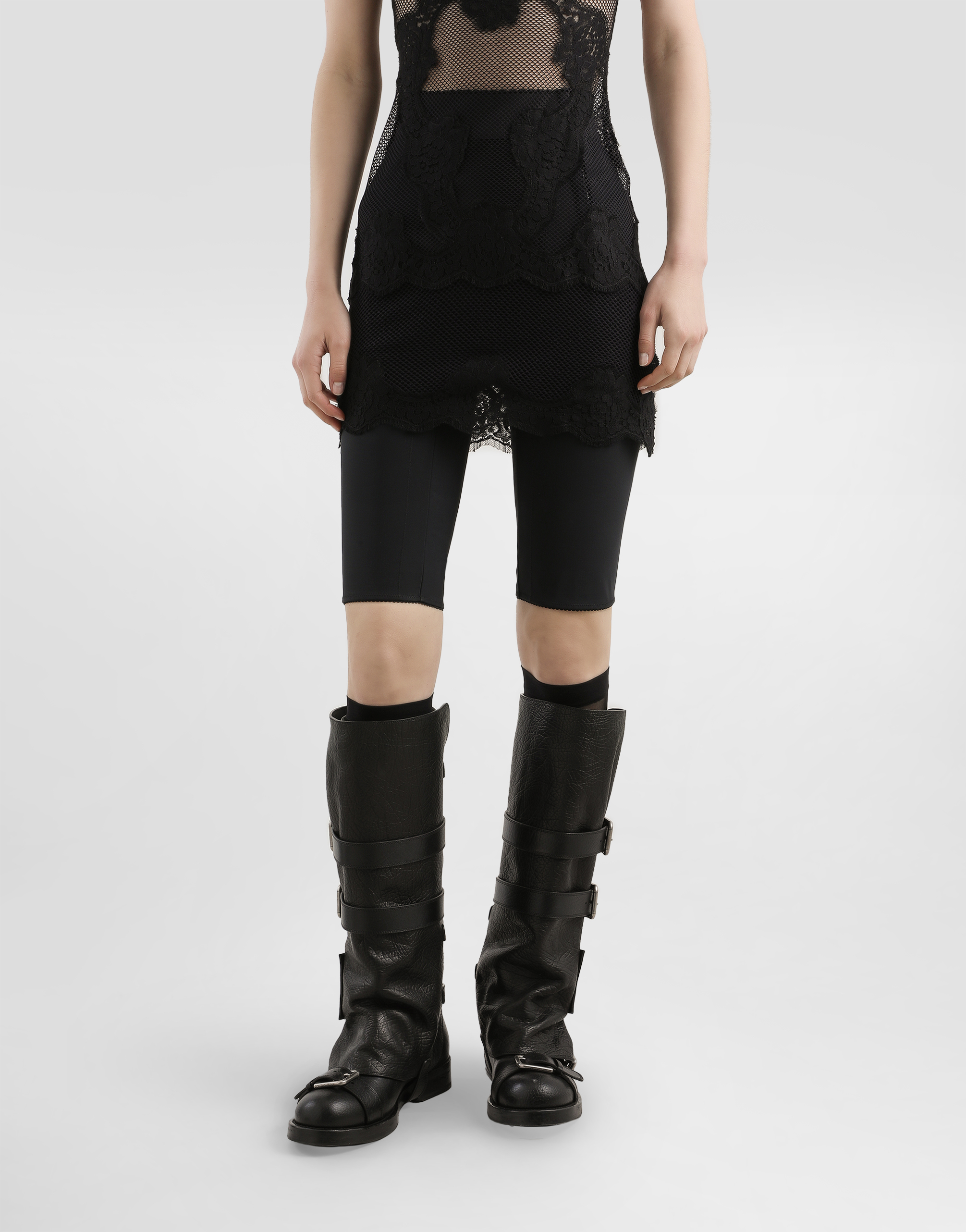 Dolce & Gabbana Stretch Satin Bike Shorts In Black
