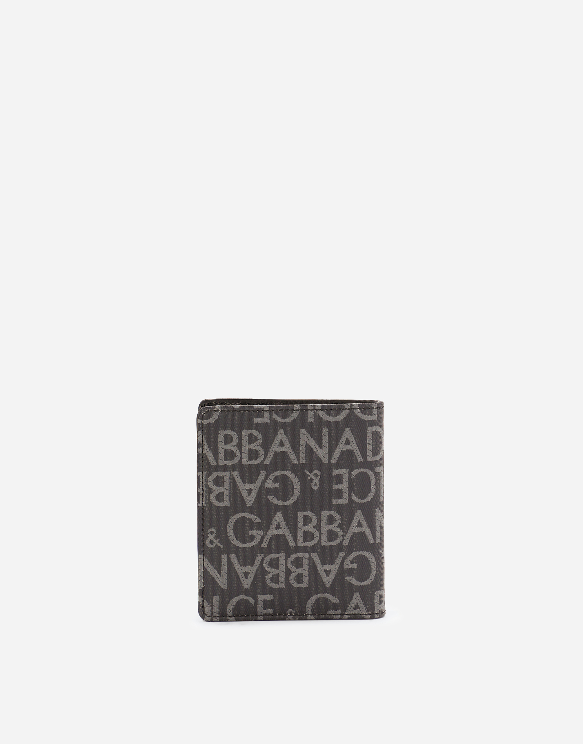 Dolce & Gabbana Coated Jacquard Bifold Card Holder In Nero/grigio