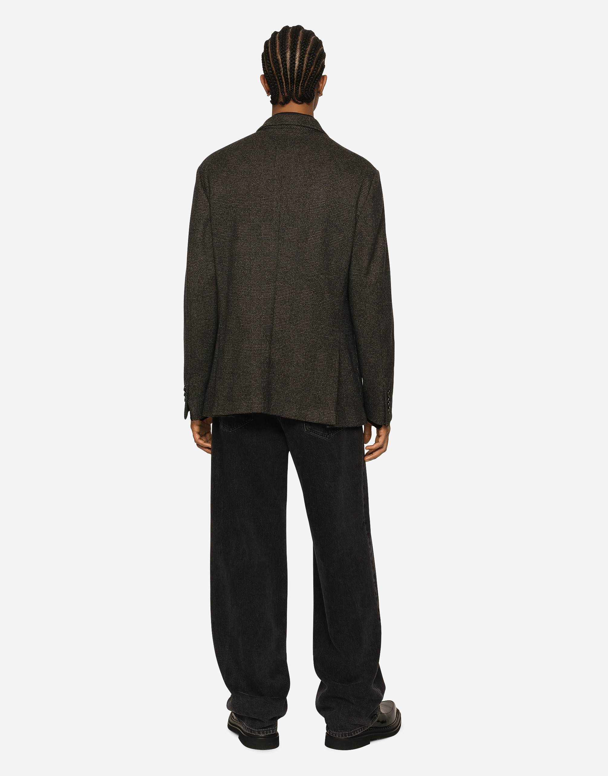 DOLCE & GABBANA SINGLE-BREASTED JERSEY GLEN PLAID JACKET